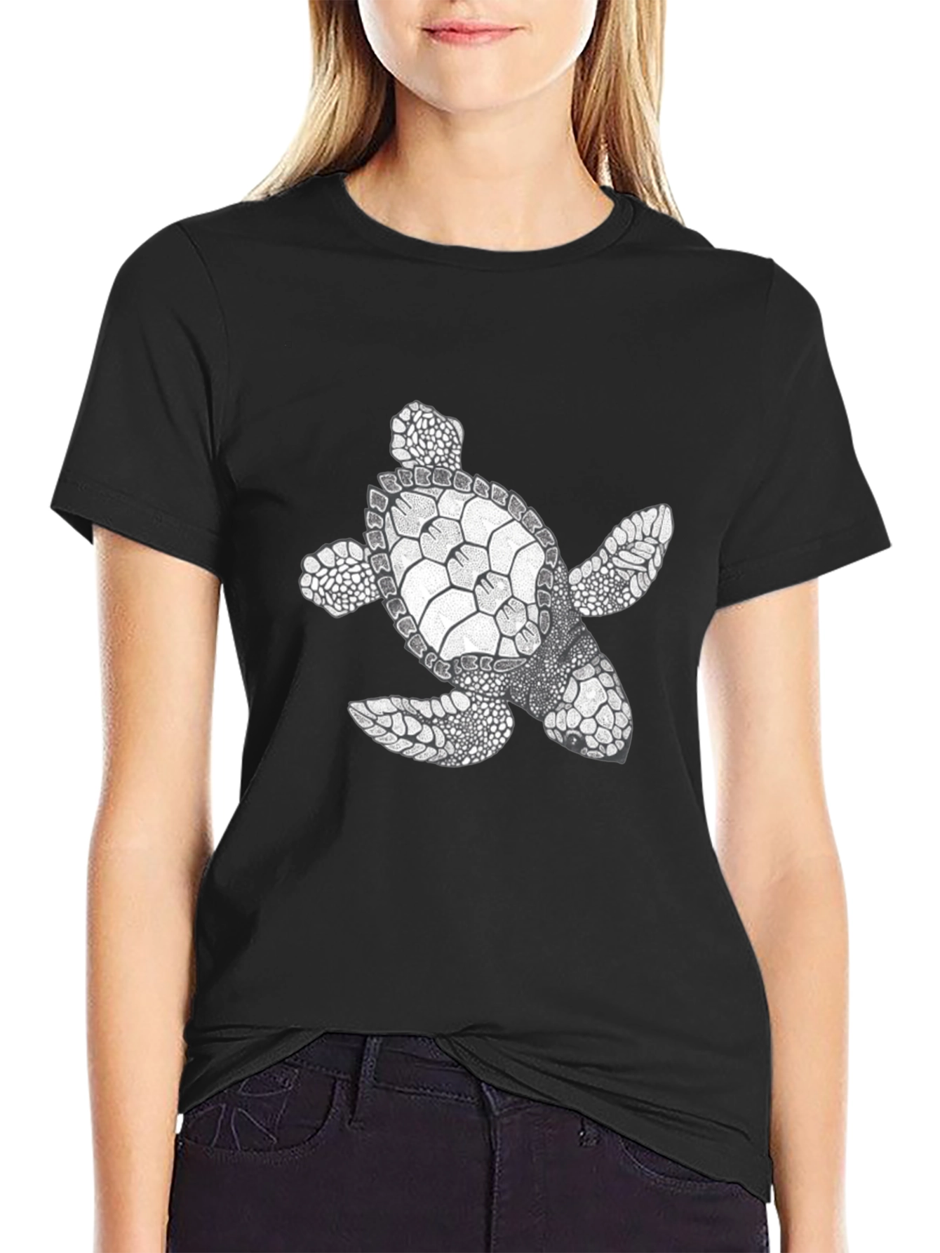 Sea Turtle Graphic Tee - Black Cotton Comfort