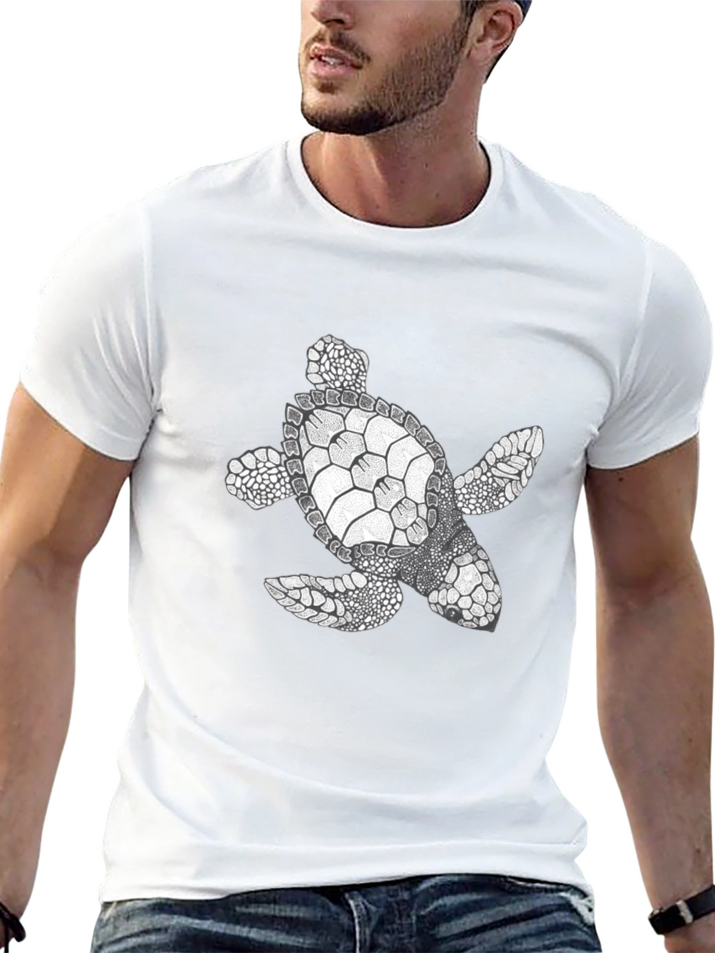 Sea Turtle Graphic Tee - Black Cotton Comfort