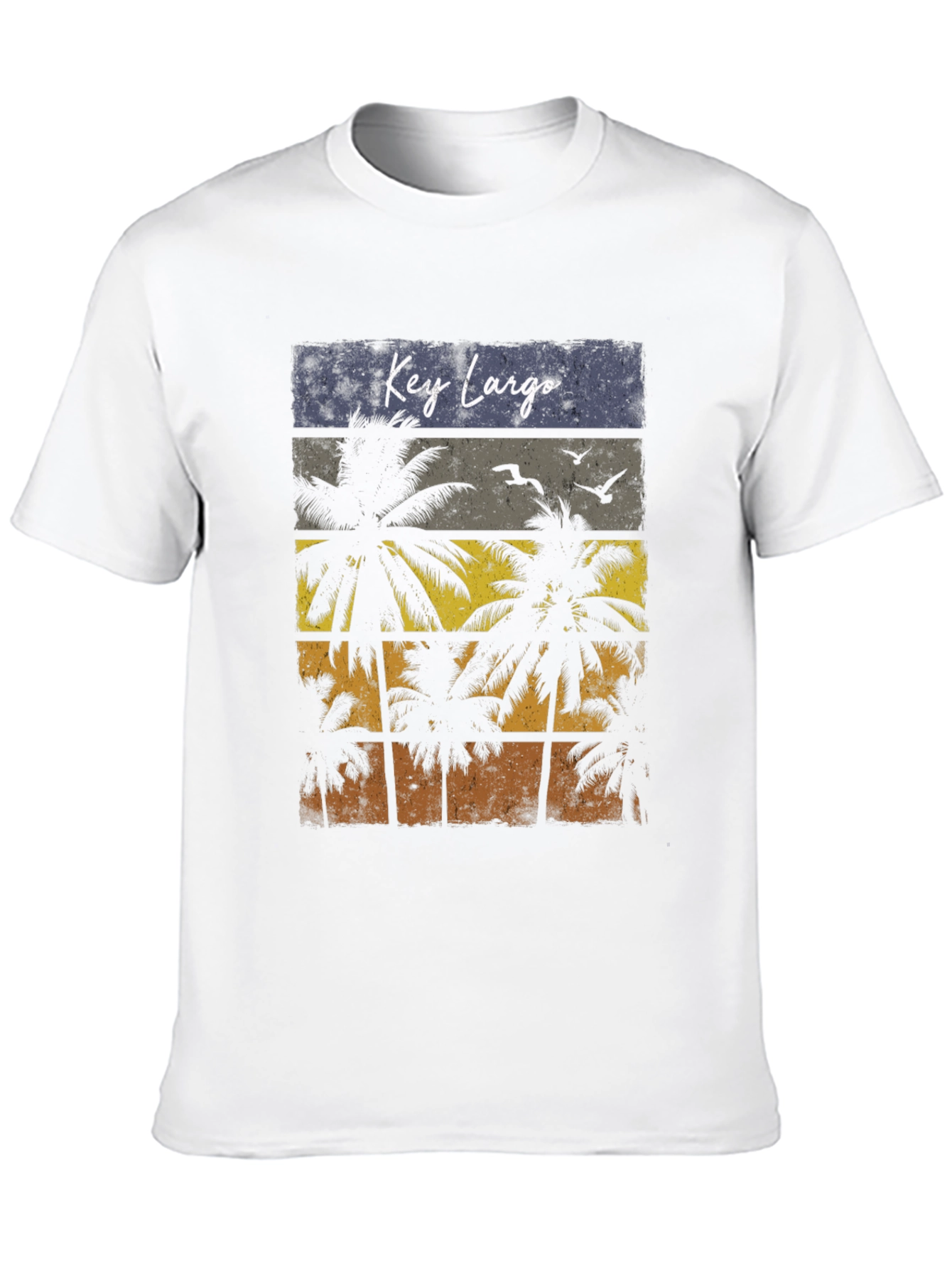 Key Largo Palm Tree Retro T-Shirt - Mens Black Tee