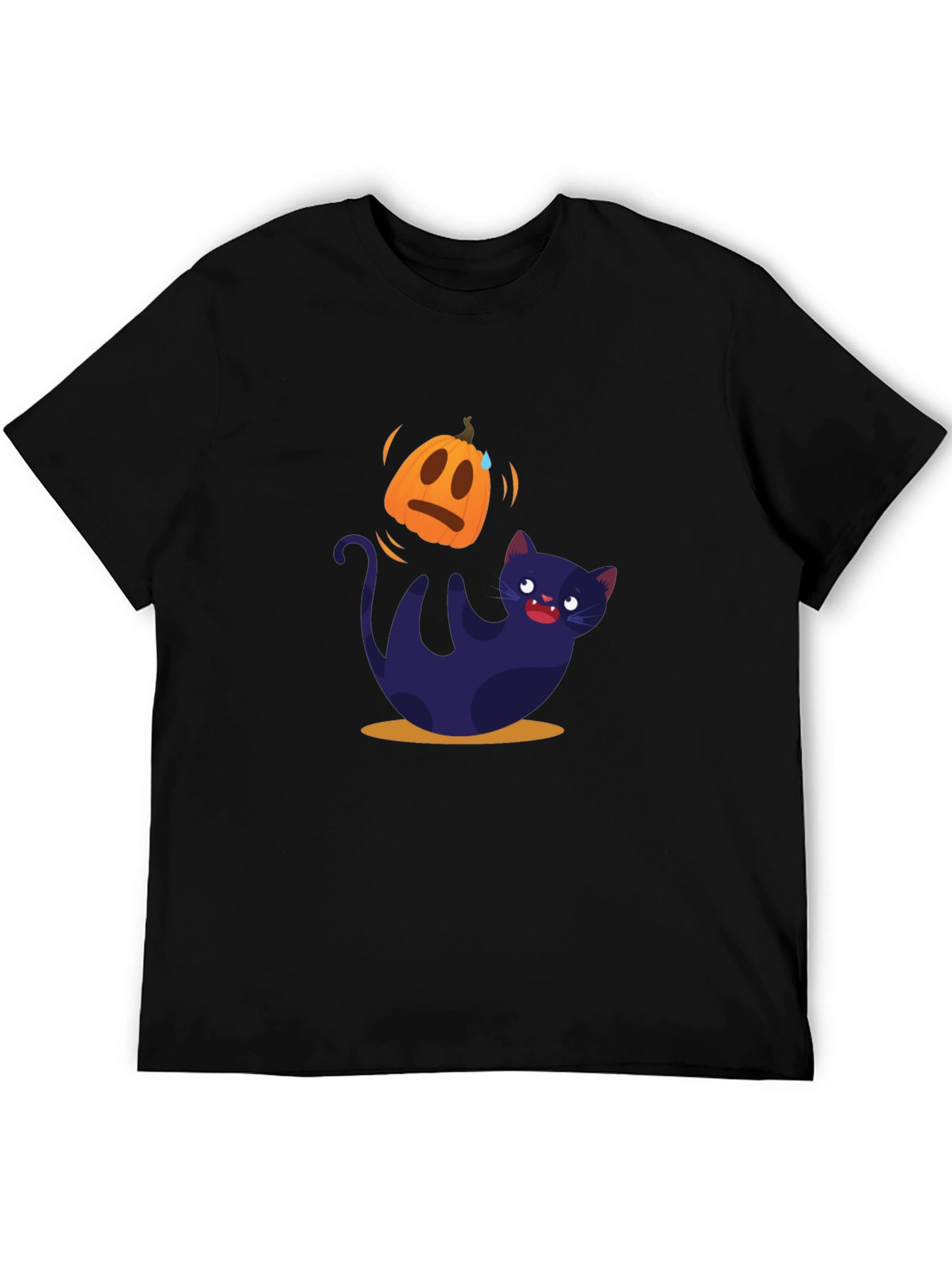 Halloween Cat T-Shirt - Pumpkin Design