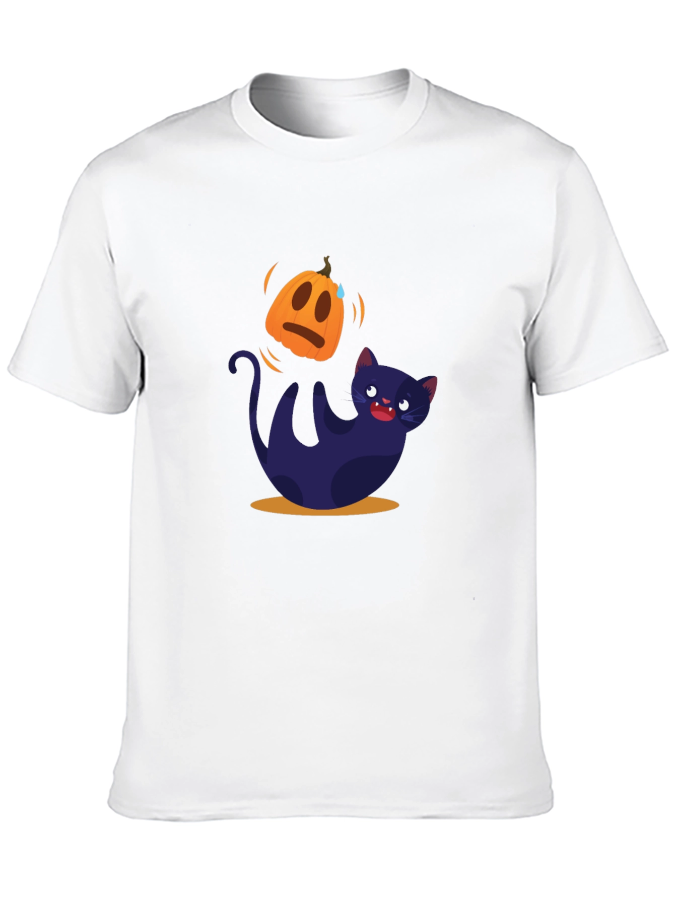 Halloween Cat T-Shirt - Pumpkin Design
