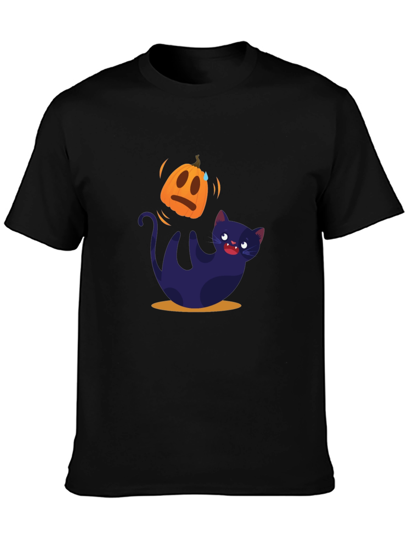Halloween Cat T-Shirt - Pumpkin Design