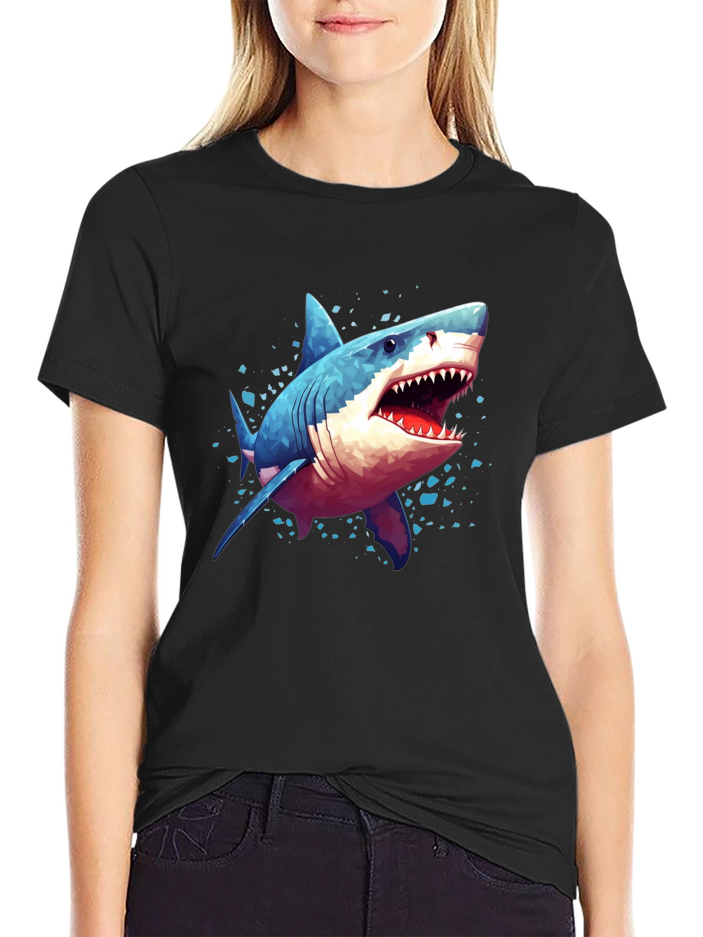 Shark Graphic Tee - Black Cotton