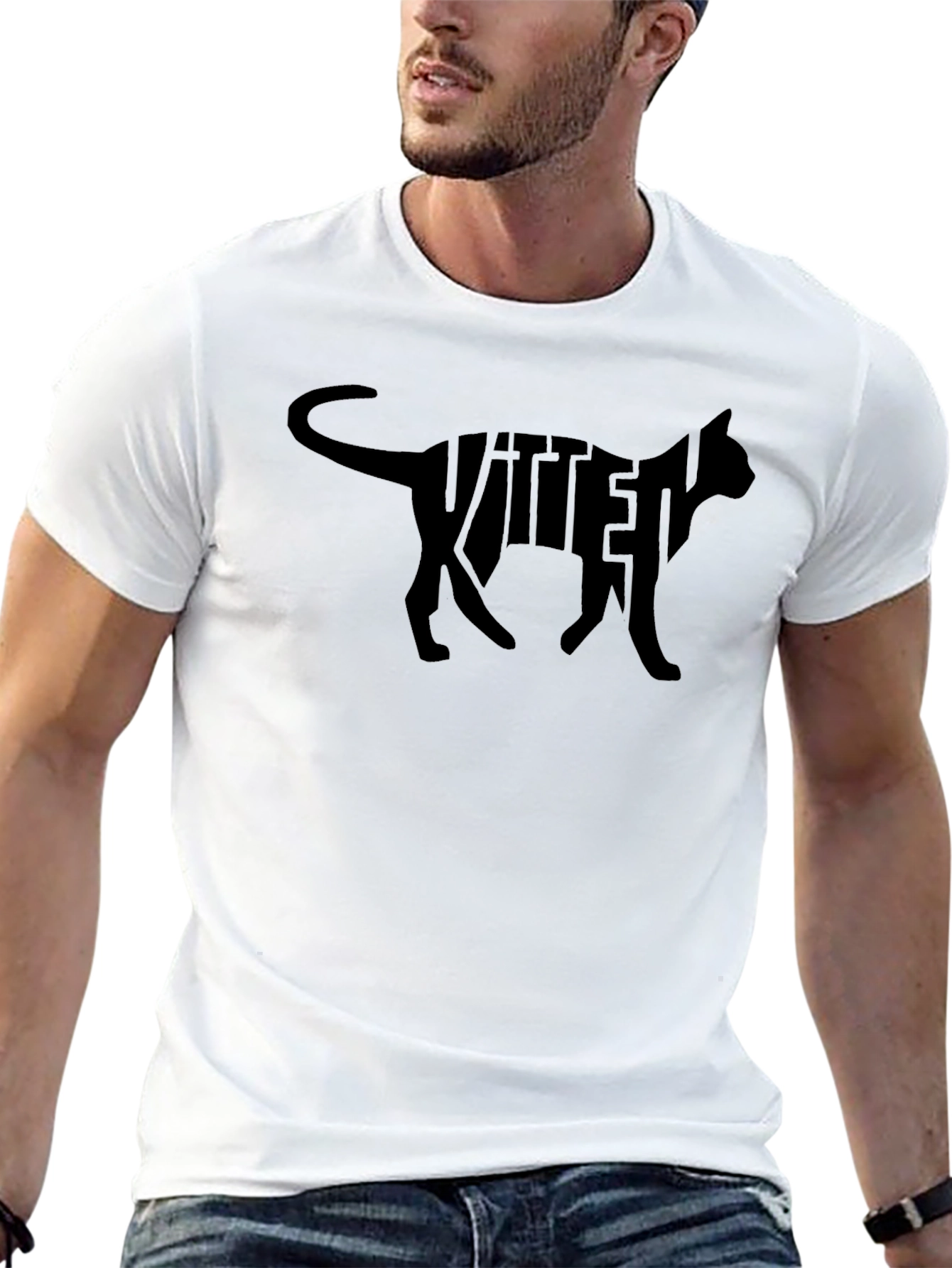 Kitten Cat Silhouette Graphic T-Shirt