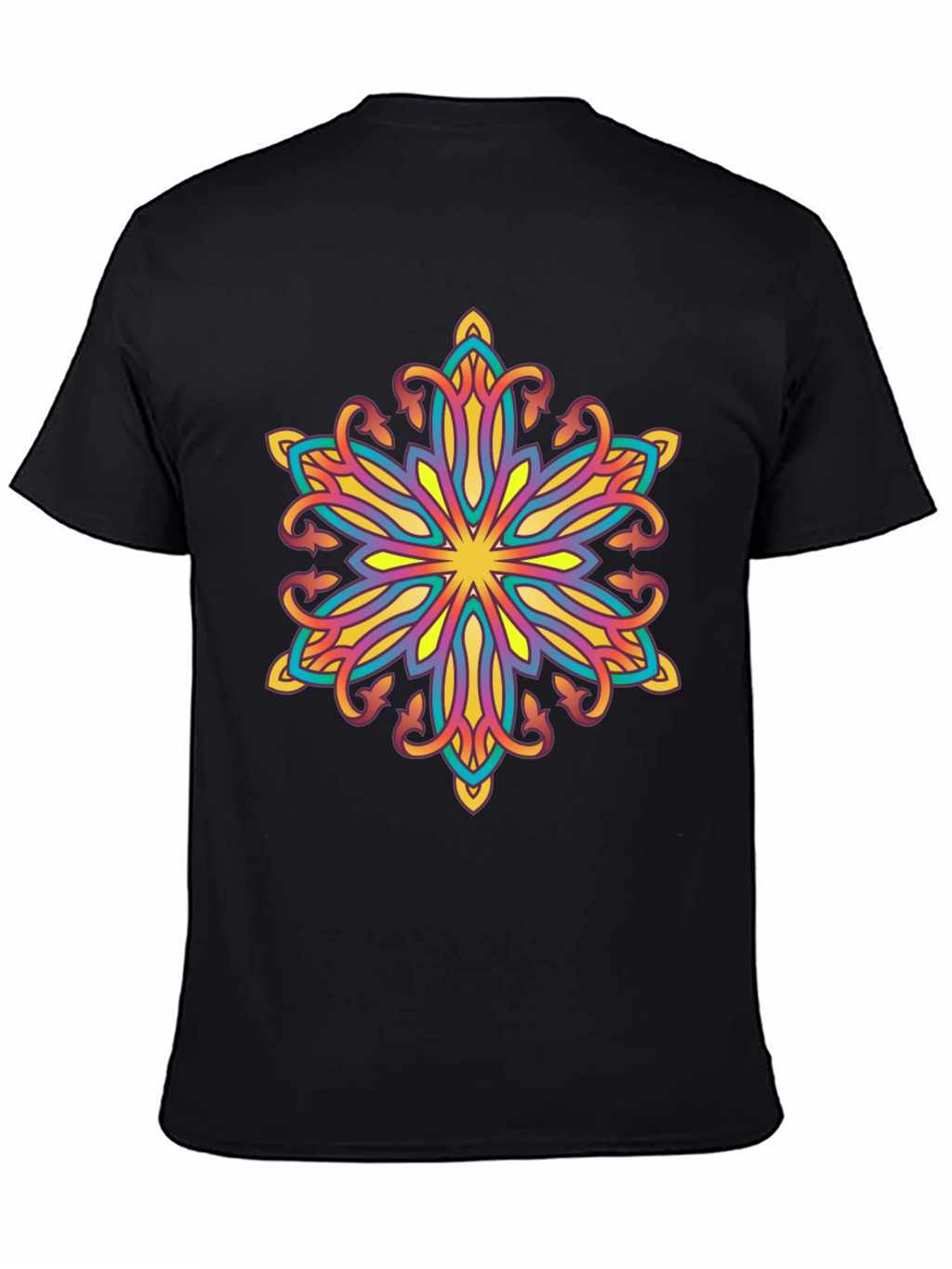 Vibrant Mandala Graphic Black T-Shirt