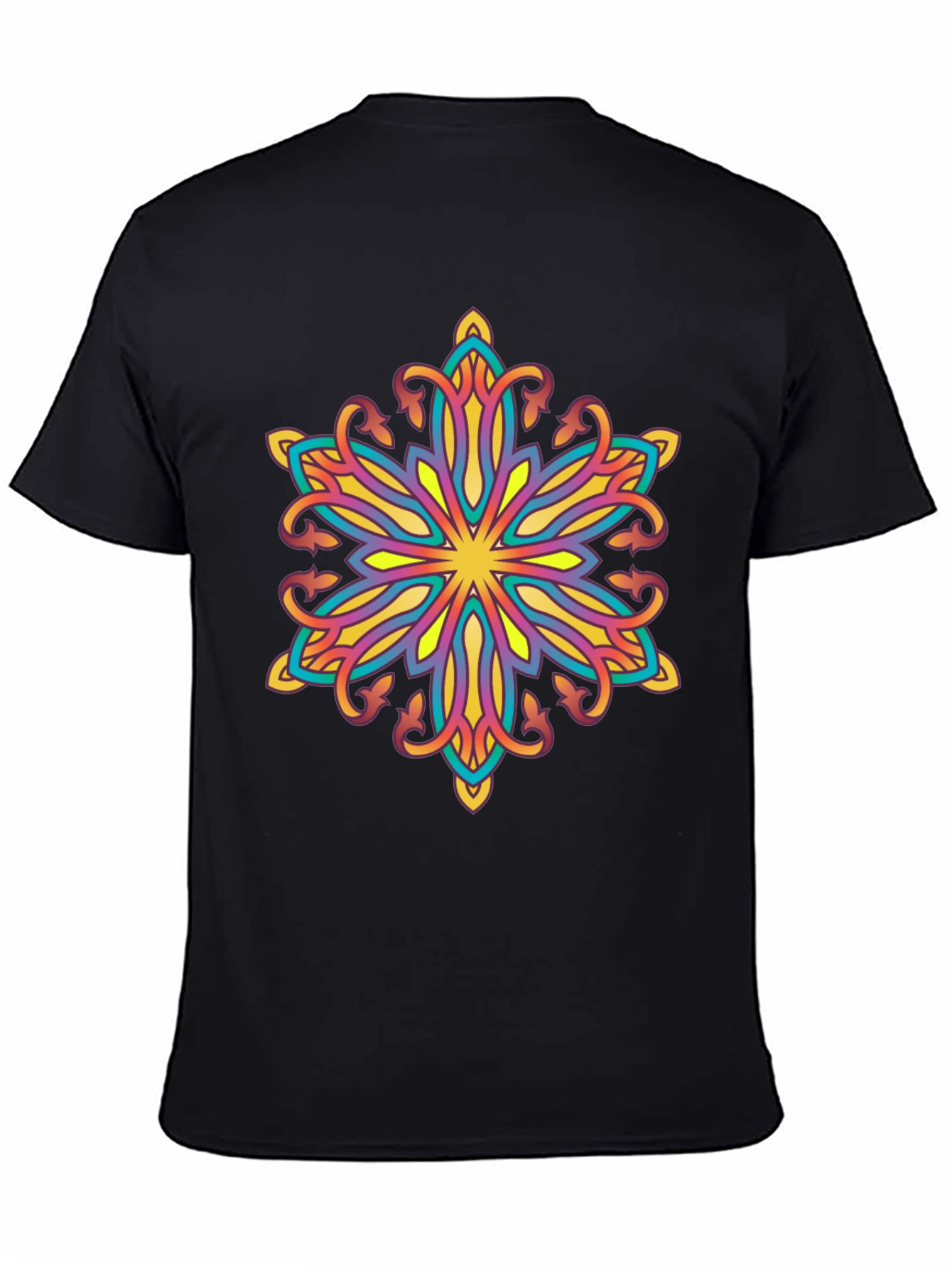 Vibrant Mandala Graphic Black T-Shirt