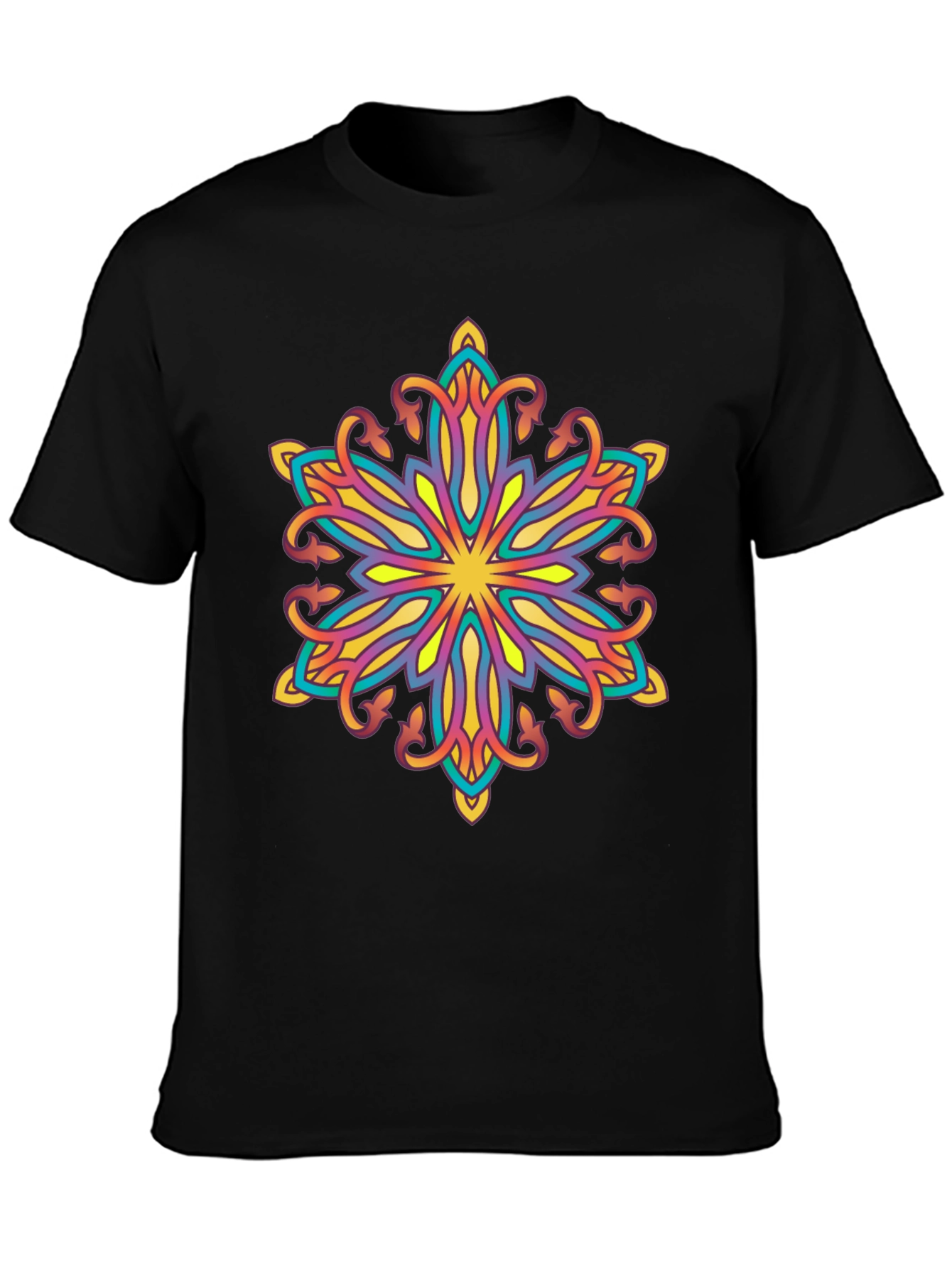 Vibrant Mandala Graphic Black T-Shirt