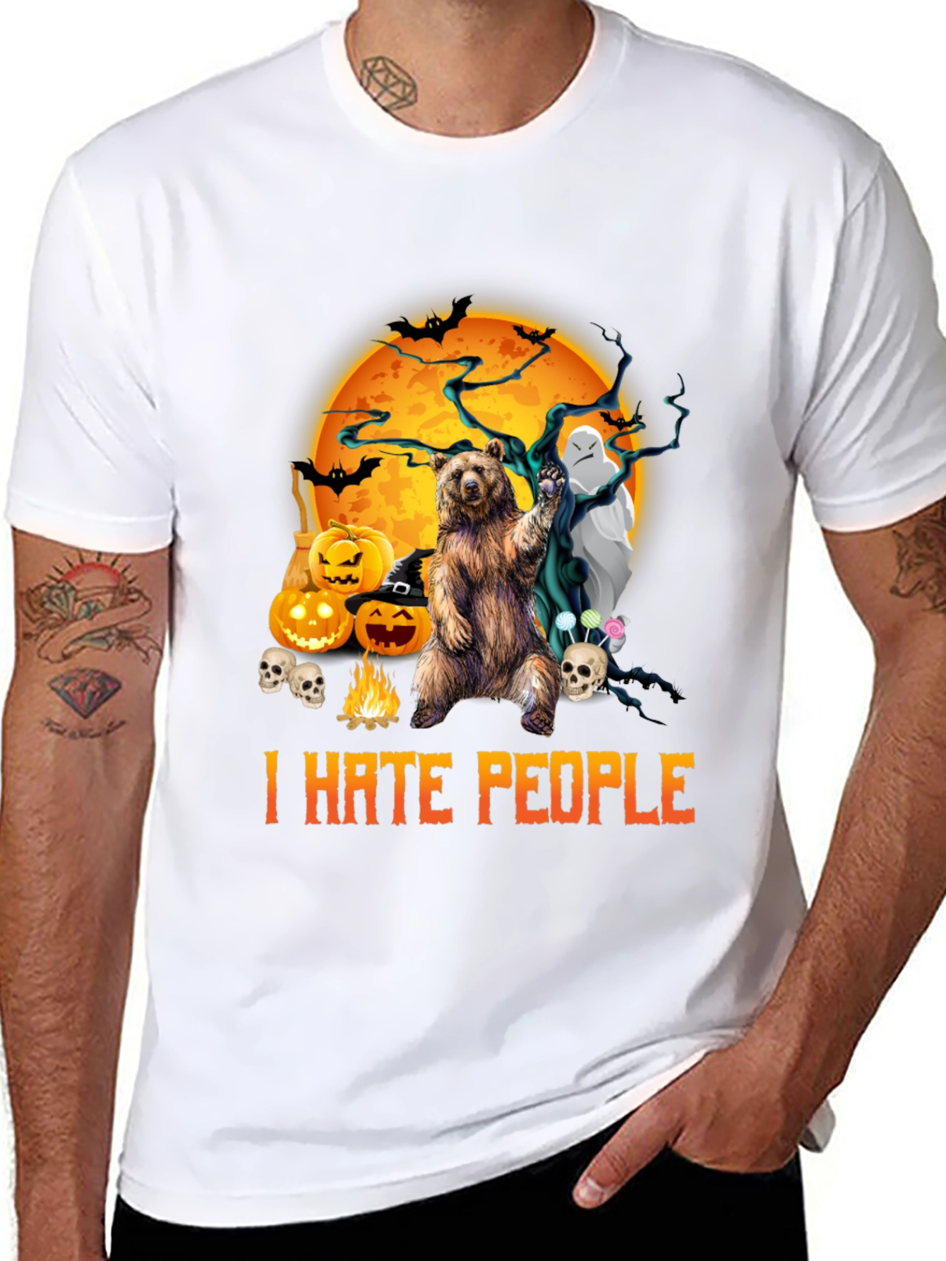 Halloween Bear T-Shirt - I Hate People