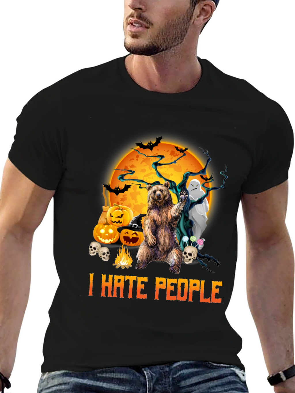 Halloween Bear T-Shirt - I Hate People