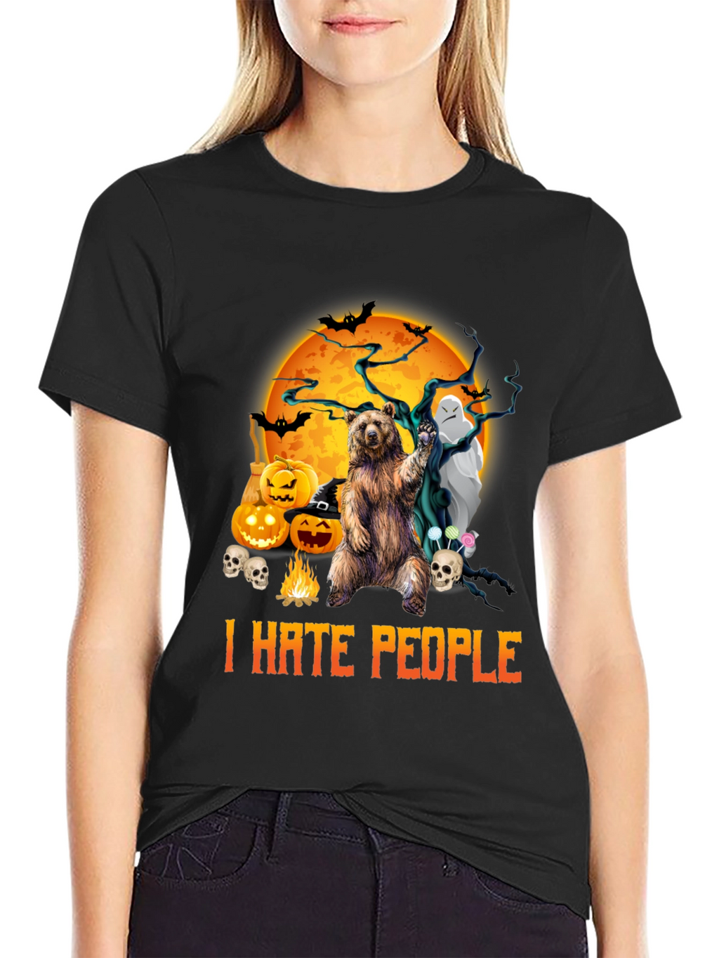 Halloween Bear T-Shirt - I Hate People