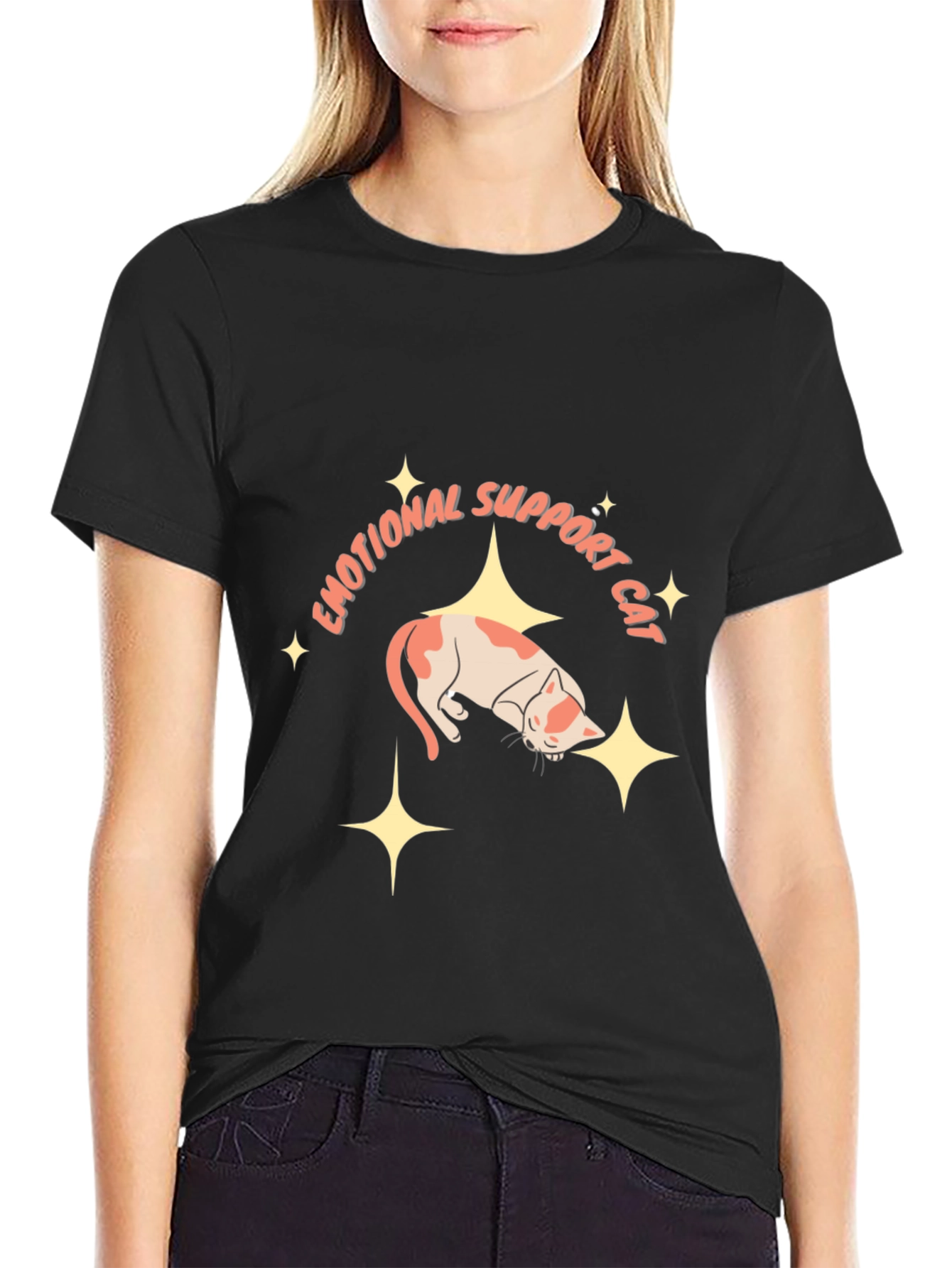Emotional Support Cat Black T-Shirt