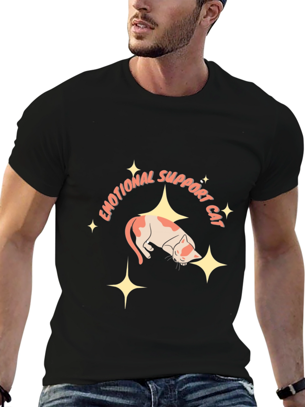 Emotional Support Cat Black T-Shirt
