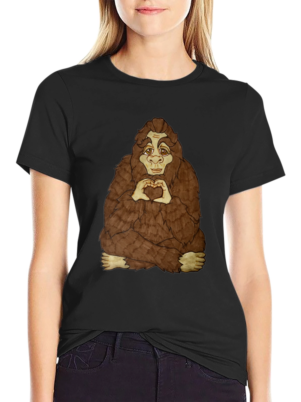 Bigfoot Heart Hands Graphic Tee - Soft Cotton Blend
