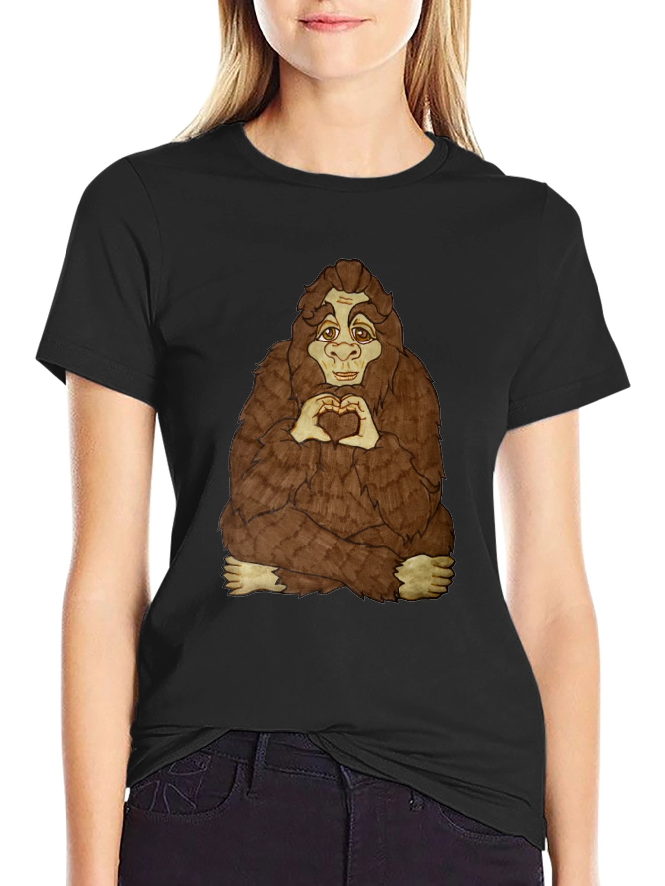 Bigfoot Heart Hands Graphic Tee - Soft Cotton Blend