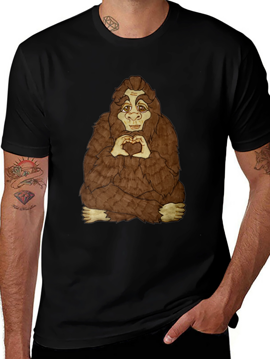 Bigfoot Heart Hands Graphic Tee - Soft Cotton Blend