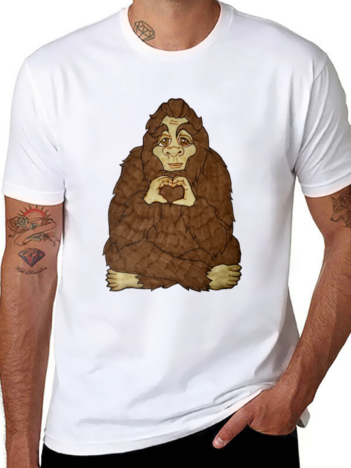 Bigfoot Heart Hands Graphic Tee - Soft Cotton Blend