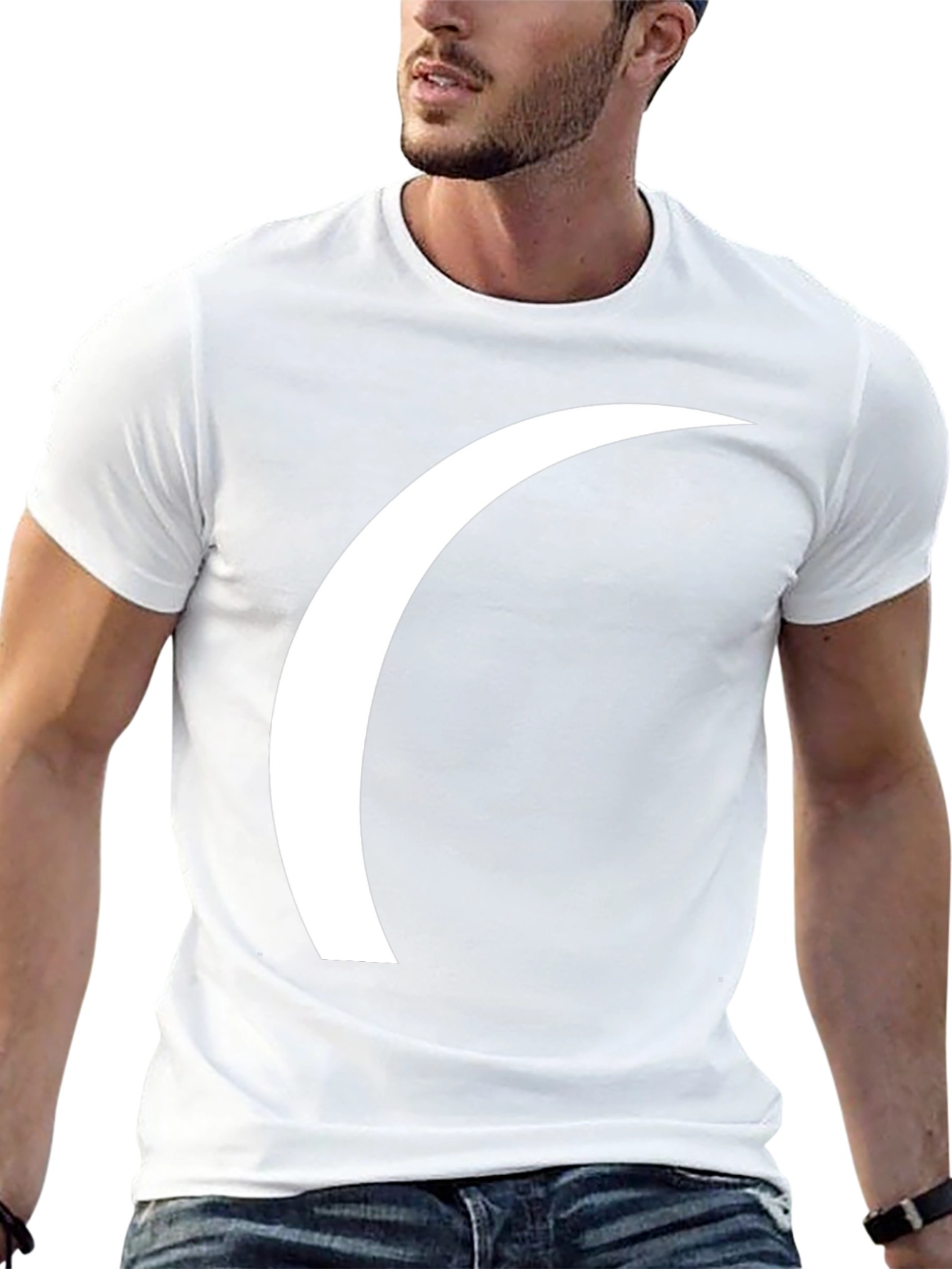 Modern Crescent Graphic Tee - Black