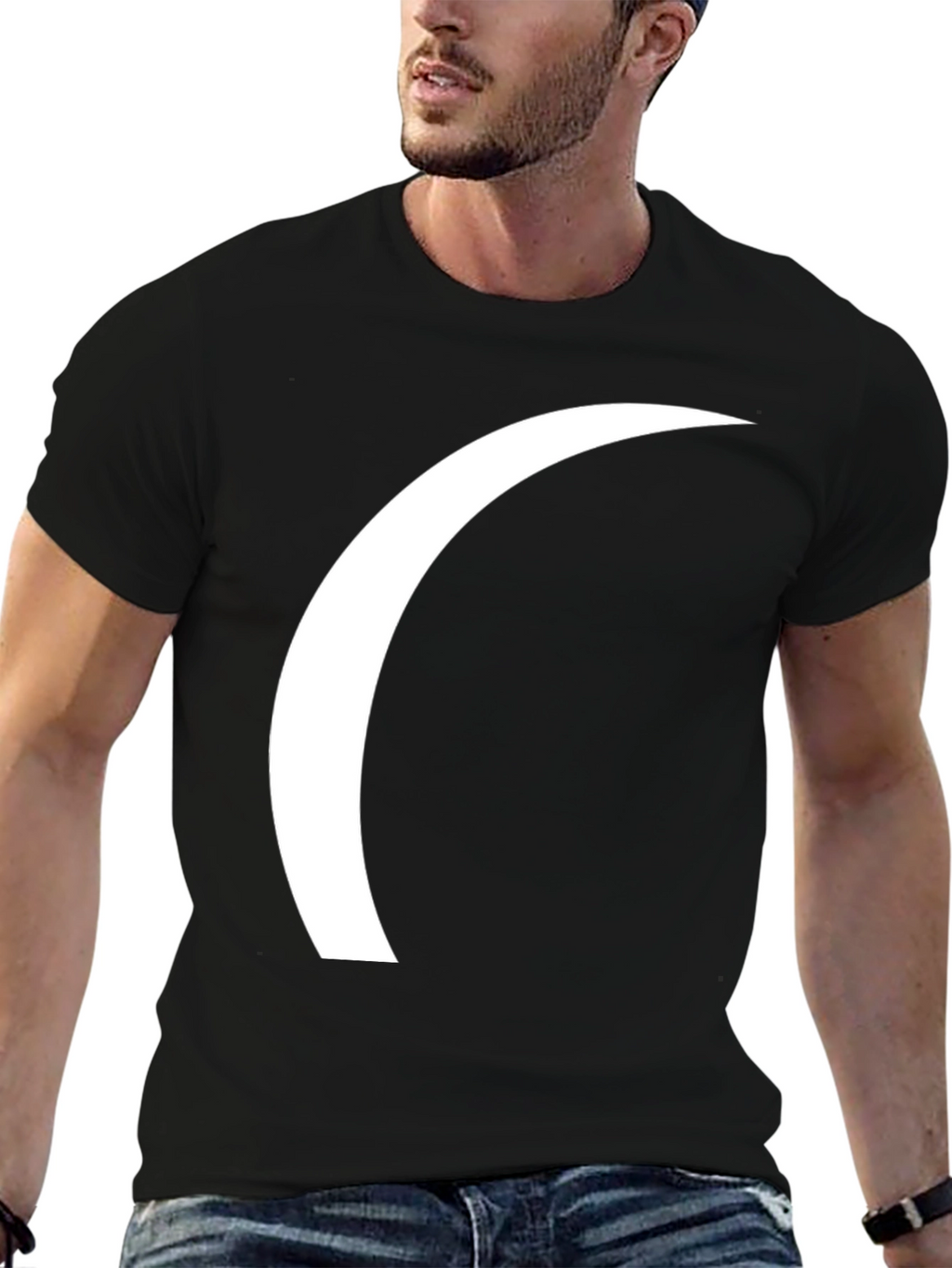 Modern Crescent Graphic Tee - Black