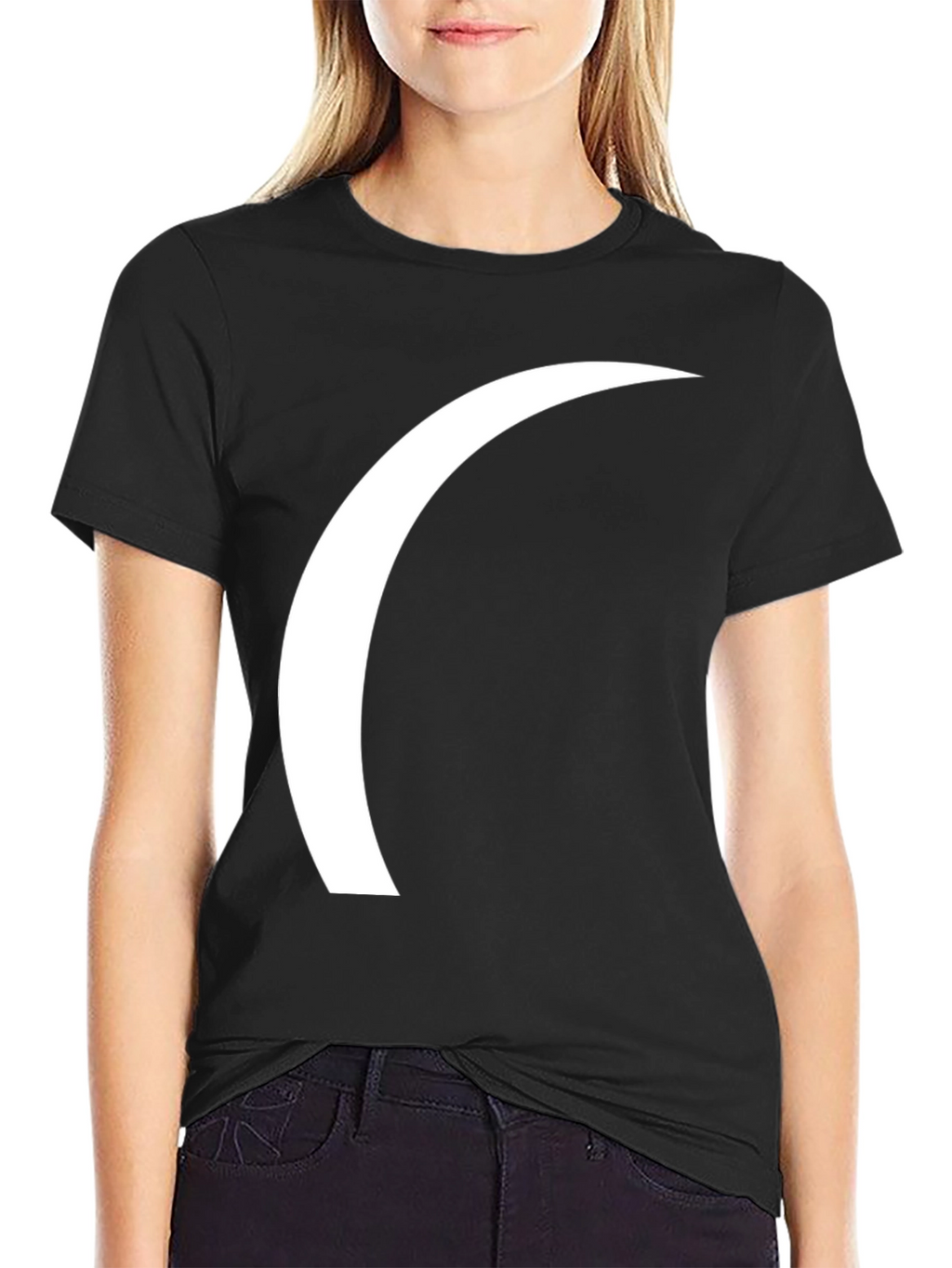 Modern Crescent Graphic Tee - Black