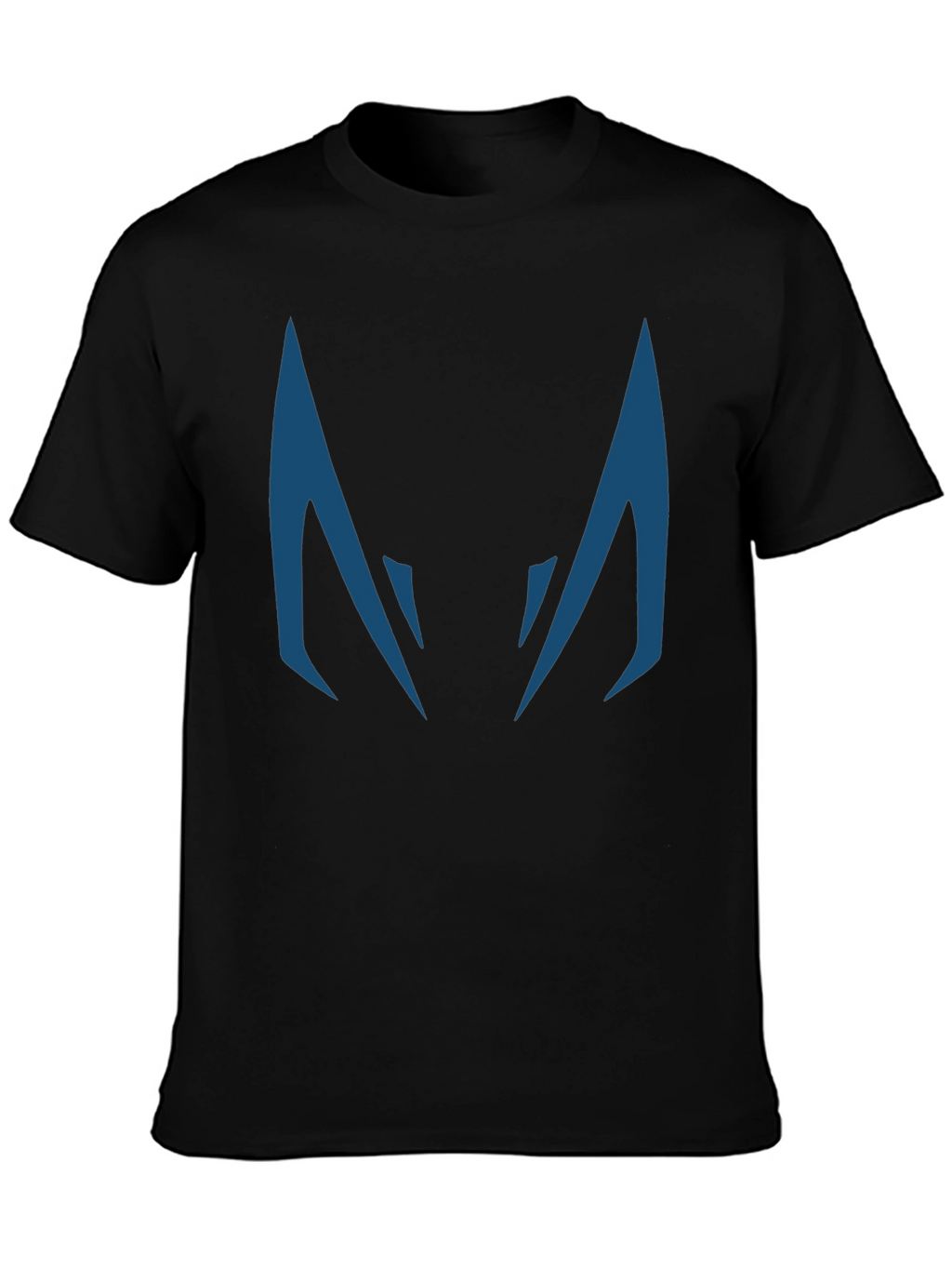 Blue Fanged Design Black Cotton T-Shirt