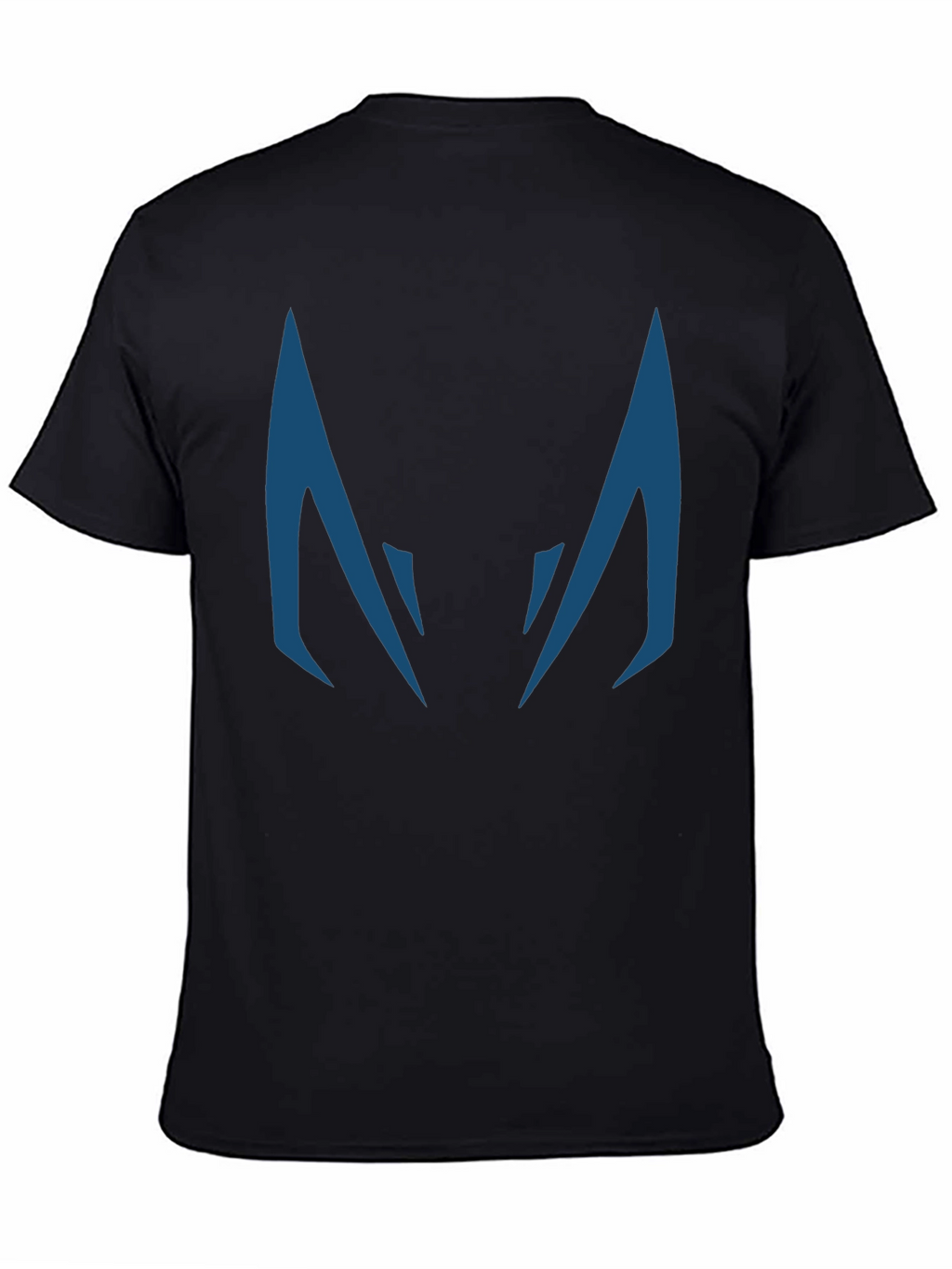 Blue Fanged Design Black Cotton T-Shirt