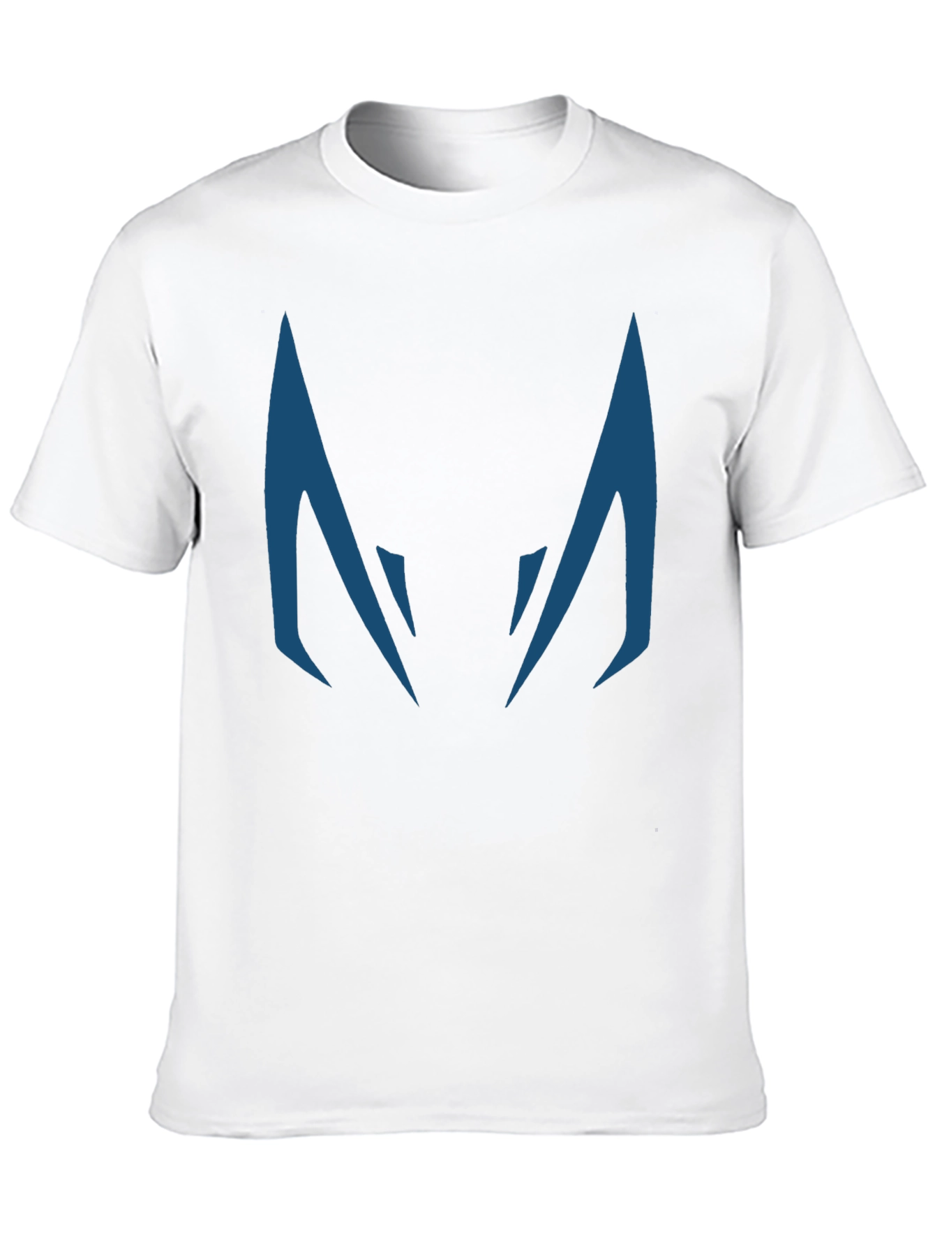Blue Fanged Design Black Cotton T-Shirt