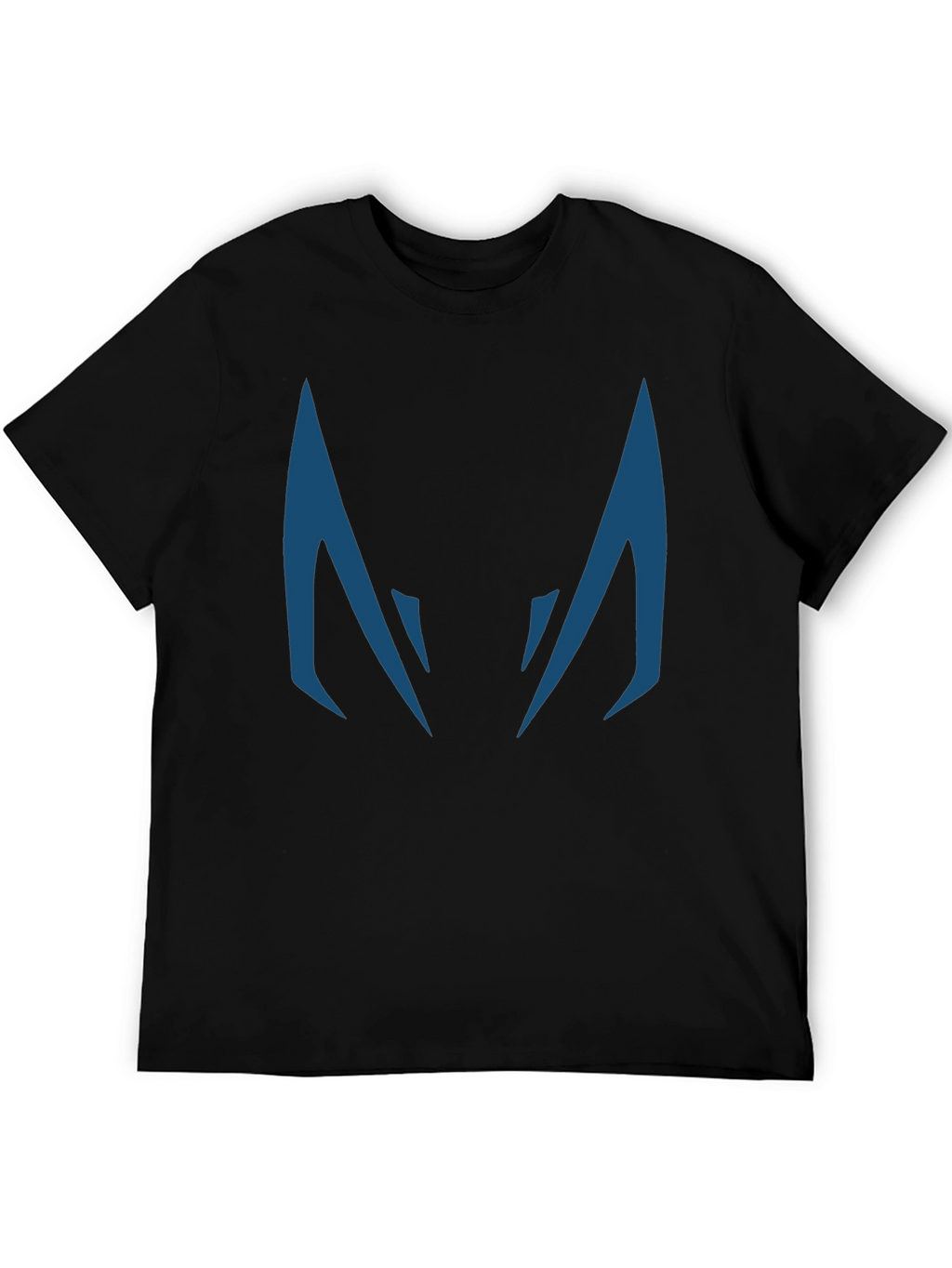 Blue Fanged Design Black Cotton T-Shirt