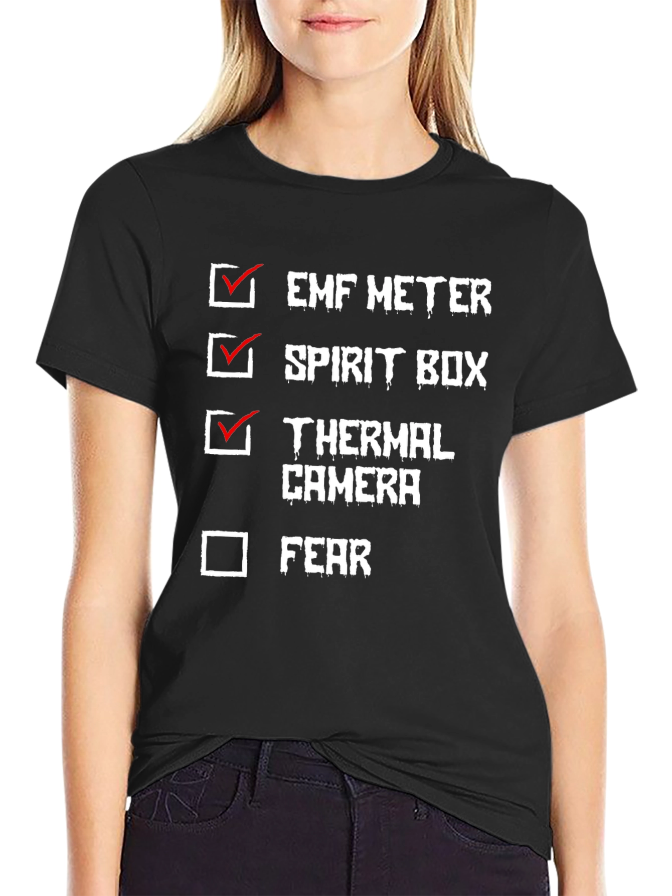Ghost Hunting Checklist T-Shirt EMF Spirit Box Paranormal