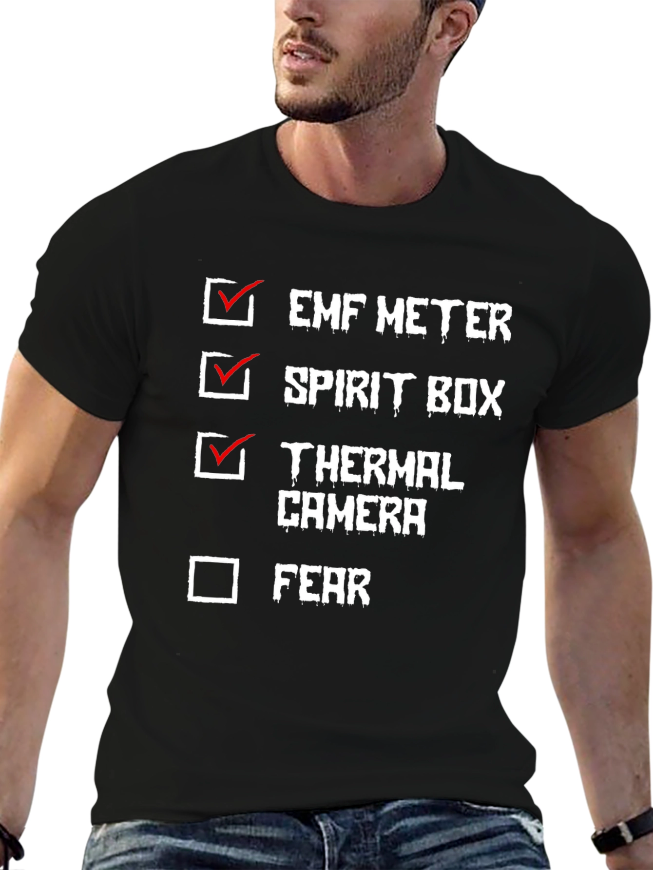Ghost Hunting Checklist T-Shirt EMF Spirit Box Paranormal
