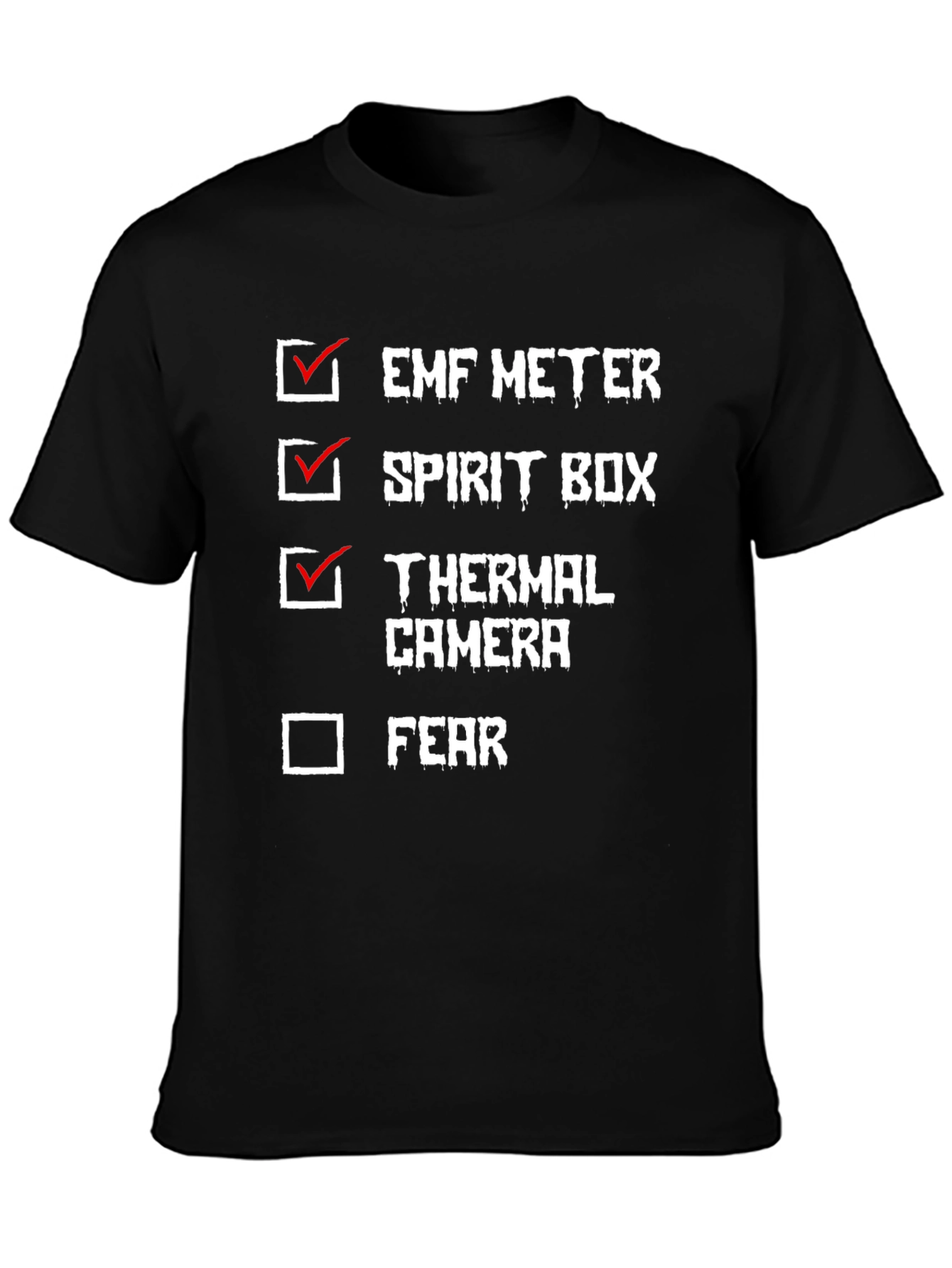 Ghost Hunting Checklist T-Shirt EMF Spirit Box Paranormal