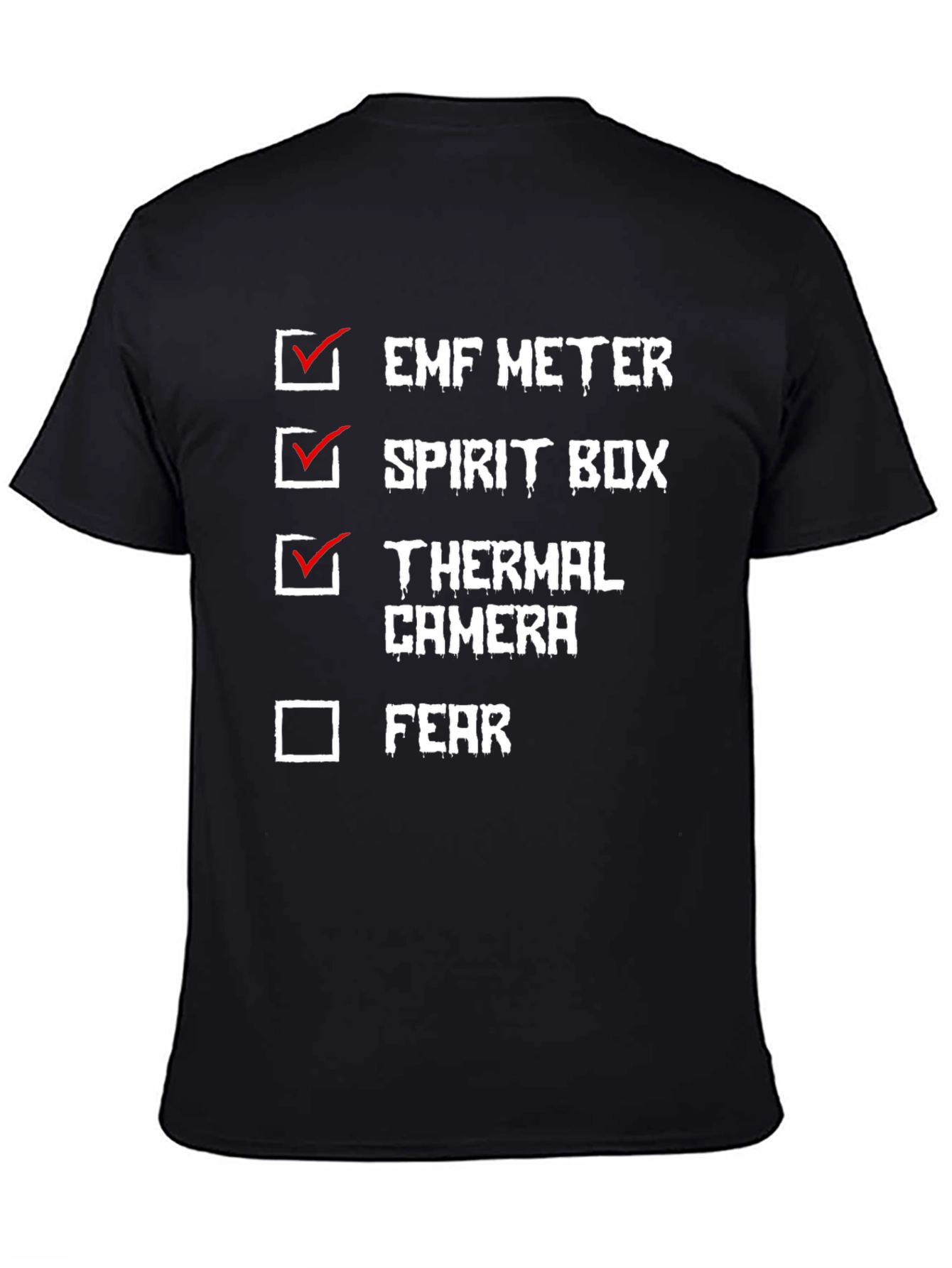 Ghost Hunting Checklist T-Shirt EMF Spirit Box Paranormal