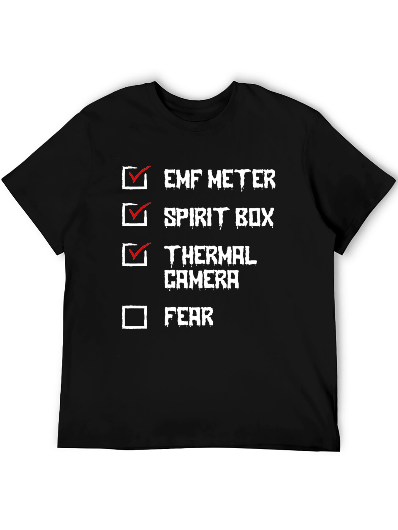 Ghost Hunting Checklist T-Shirt EMF Spirit Box Paranormal