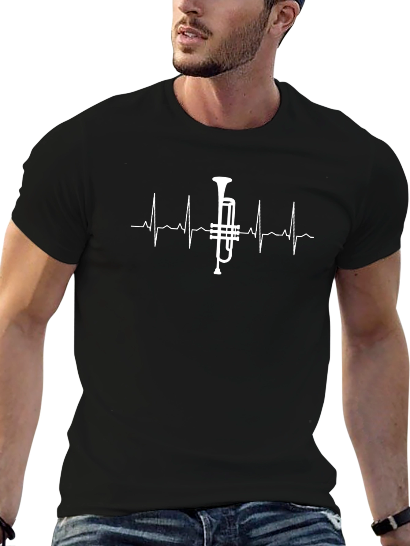 Trumpet Heartbeat Graphic Tee - Musicians Shirt