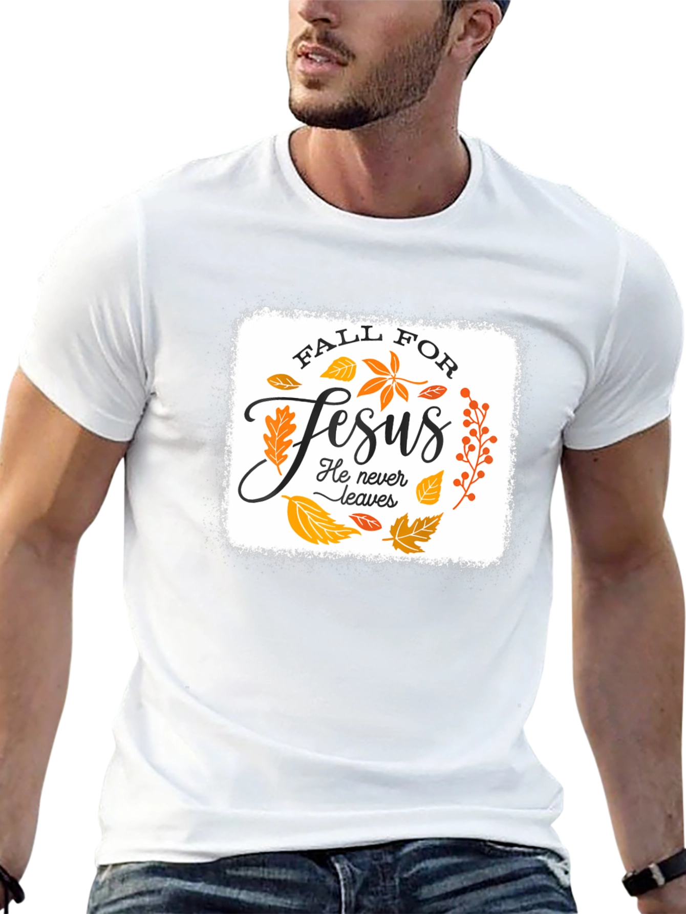 Fall For Jesus Black Graphic T-Shirt