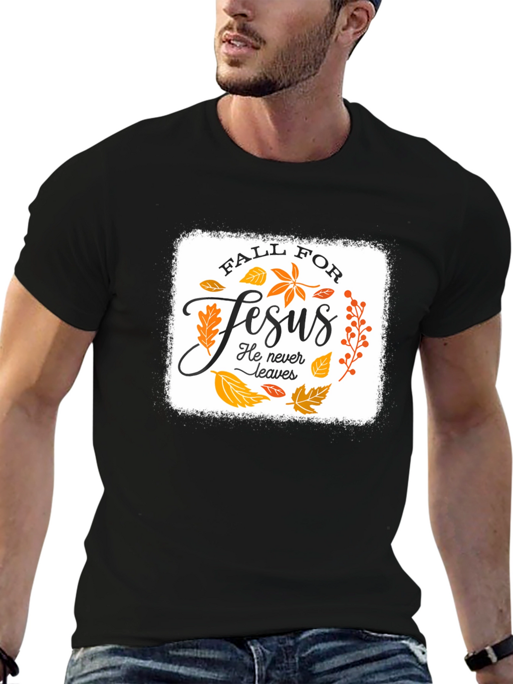 Fall For Jesus Black Graphic T-Shirt