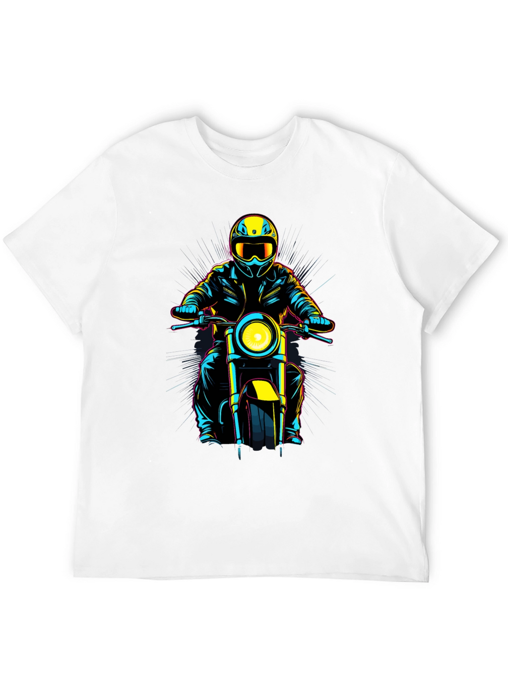 Motorcycle Rider Graphic Tee - Black Cotton Blend