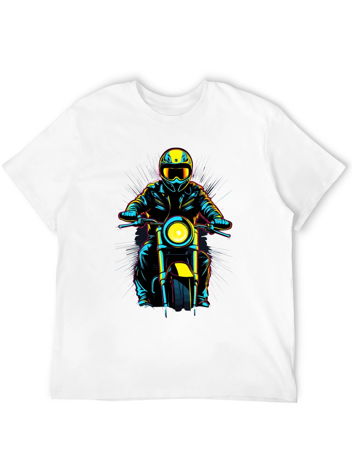 Motorcycle Rider Graphic Tee - Black Cotton Blend