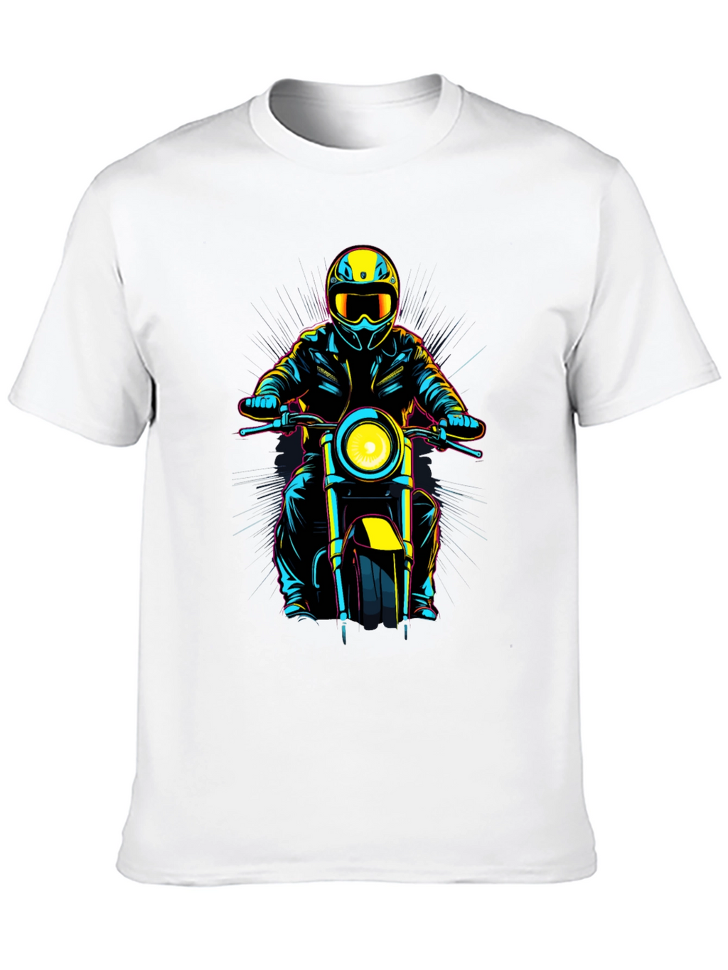 Motorcycle Rider Graphic Tee - Black Cotton Blend