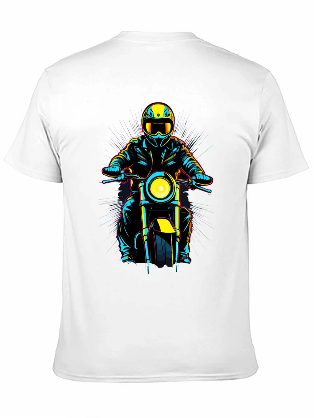 Motorcycle Rider Graphic Tee - Black Cotton Blend