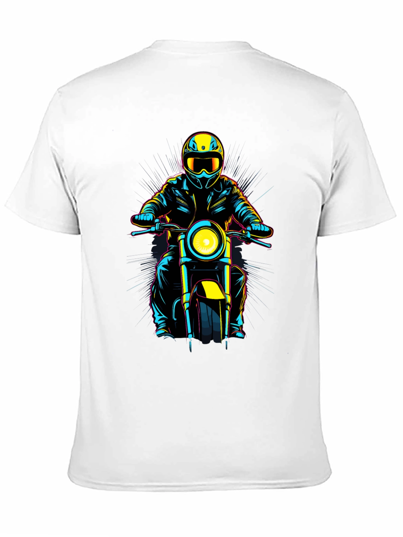 Motorcycle Rider Graphic Tee - Black Cotton Blend