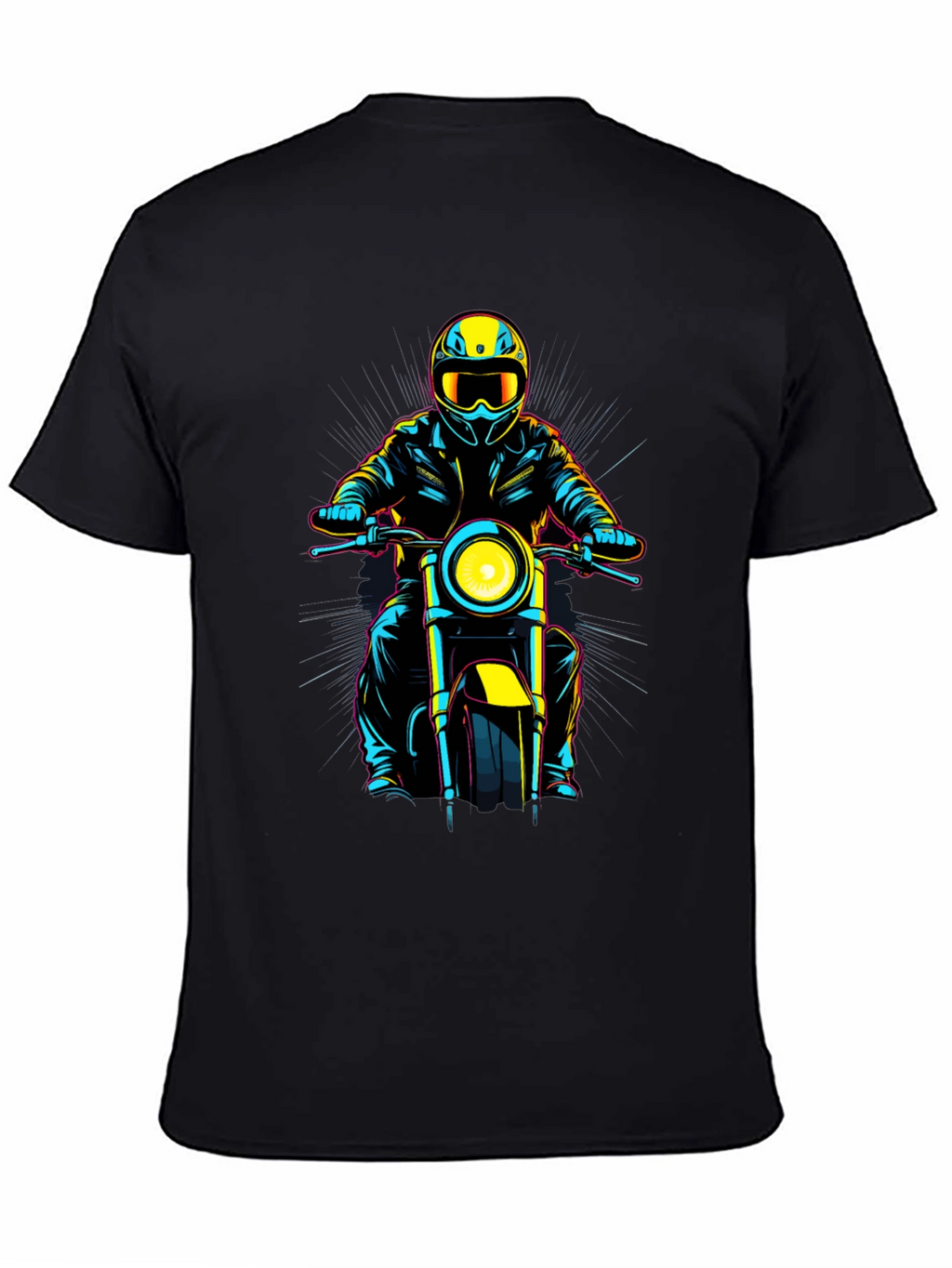 Motorcycle Rider Graphic Tee - Black Cotton Blend