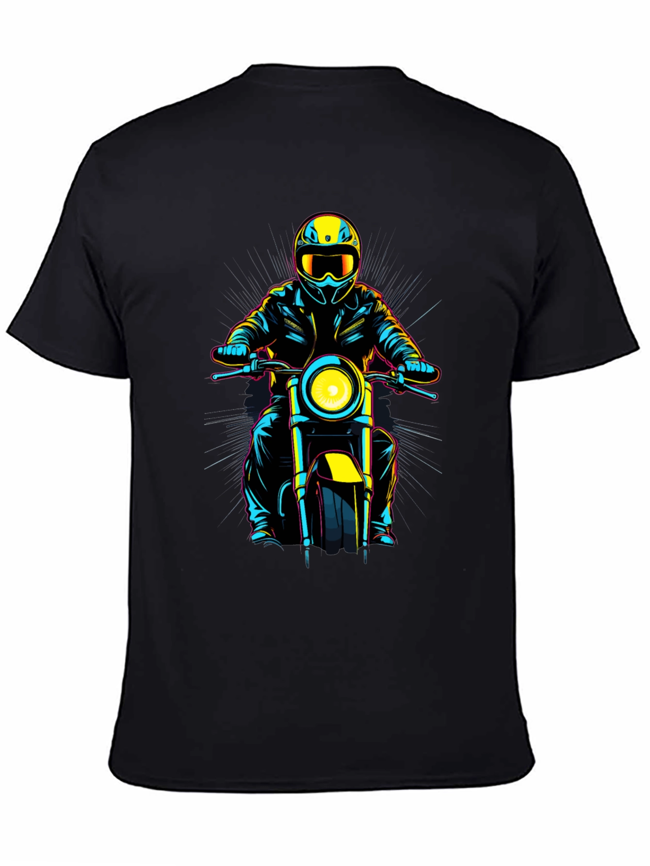 Motorcycle Rider Graphic Tee - Black Cotton Blend