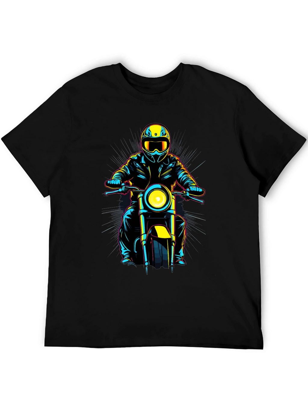 Motorcycle Rider Graphic Tee - Black Cotton Blend