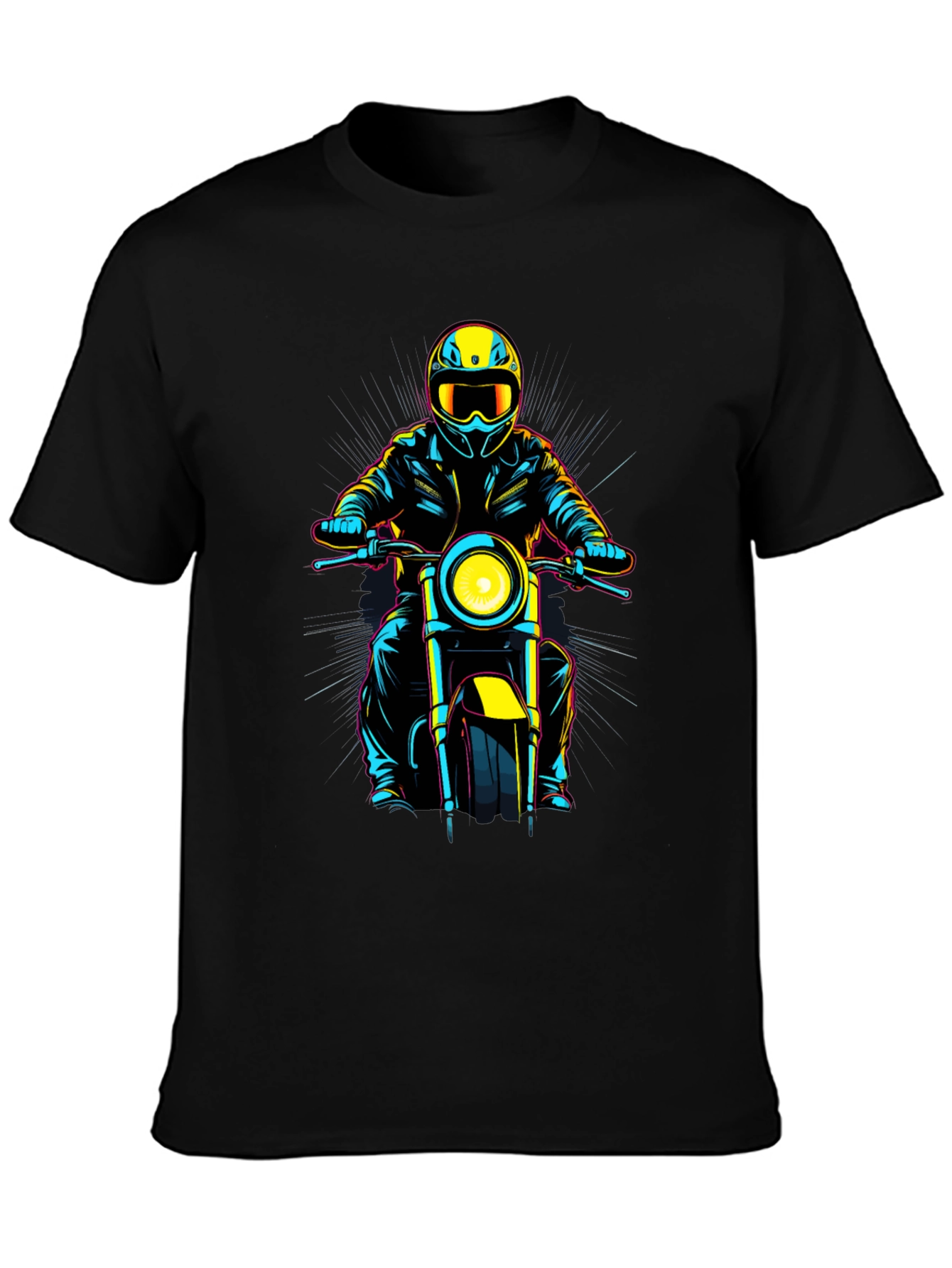 Motorcycle Rider Graphic Tee - Black Cotton Blend