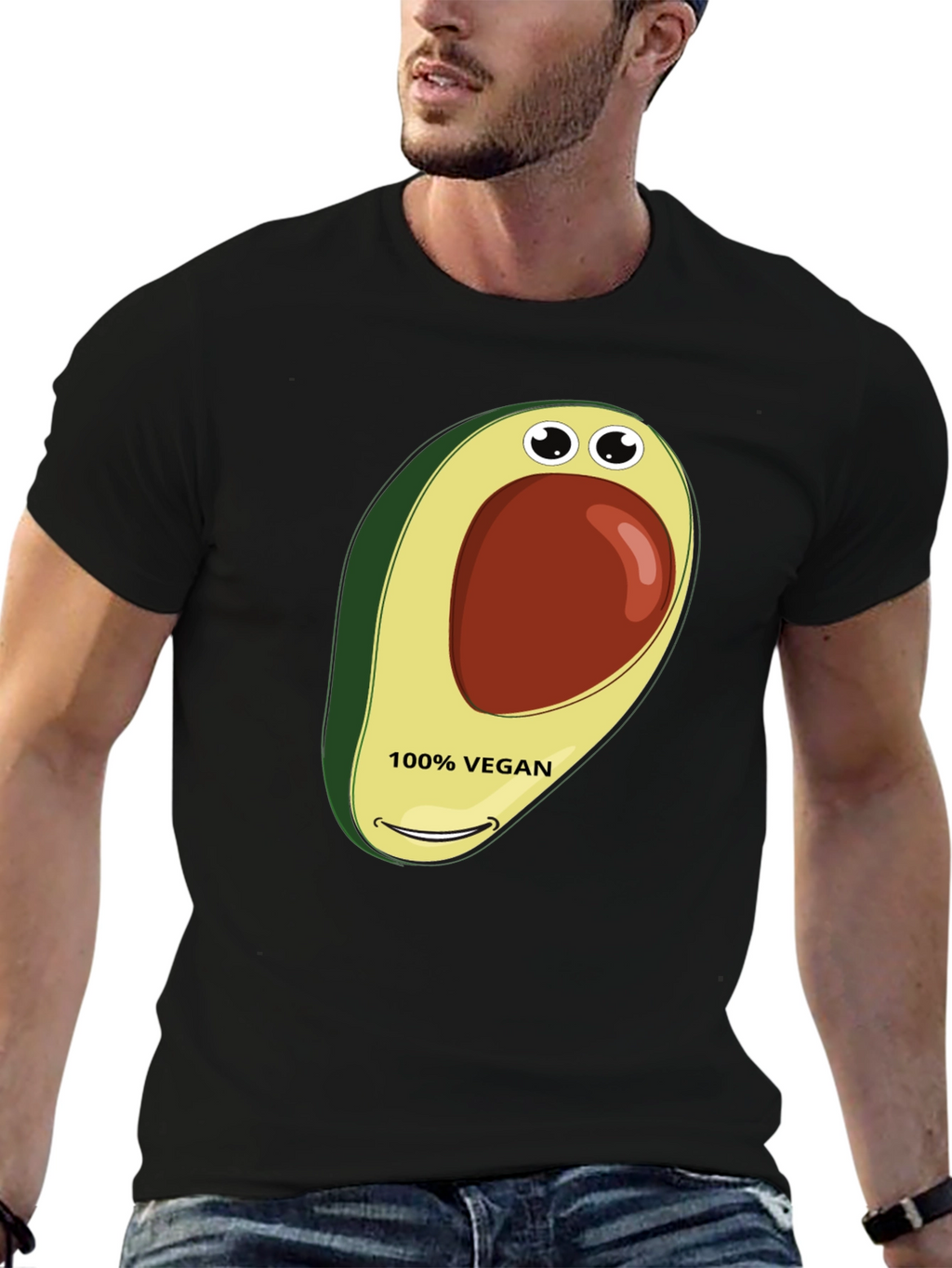Vegan Avocado Graphic Tee - Black T-Shirt