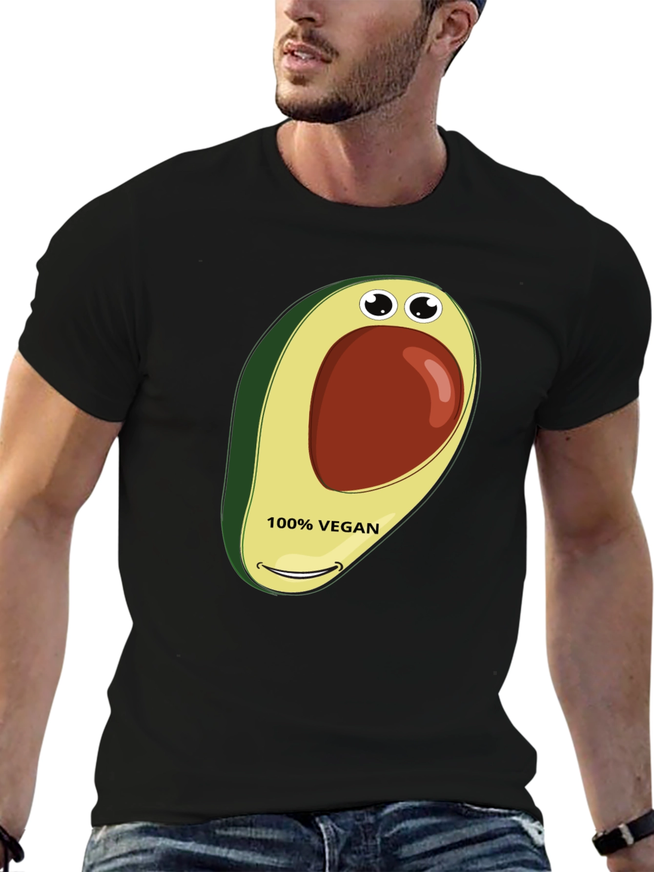 Vegan Avocado Graphic Tee - Black T-Shirt