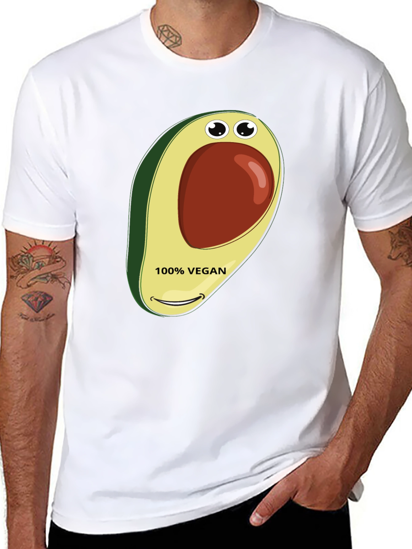 Vegan Avocado Graphic Tee - Black T-Shirt