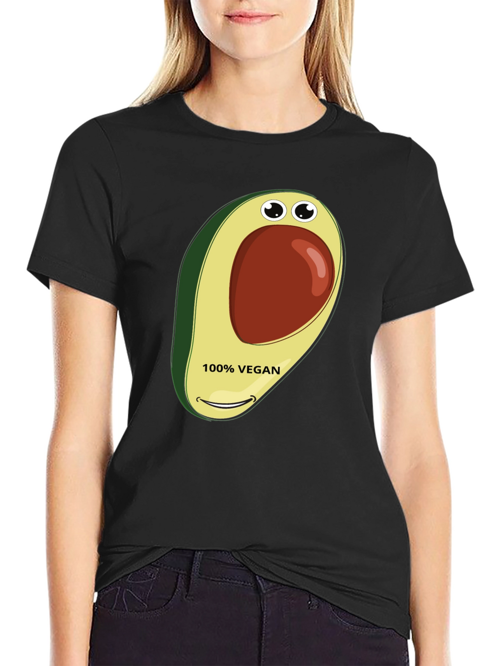 Vegan Avocado Graphic Tee - Black T-Shirt