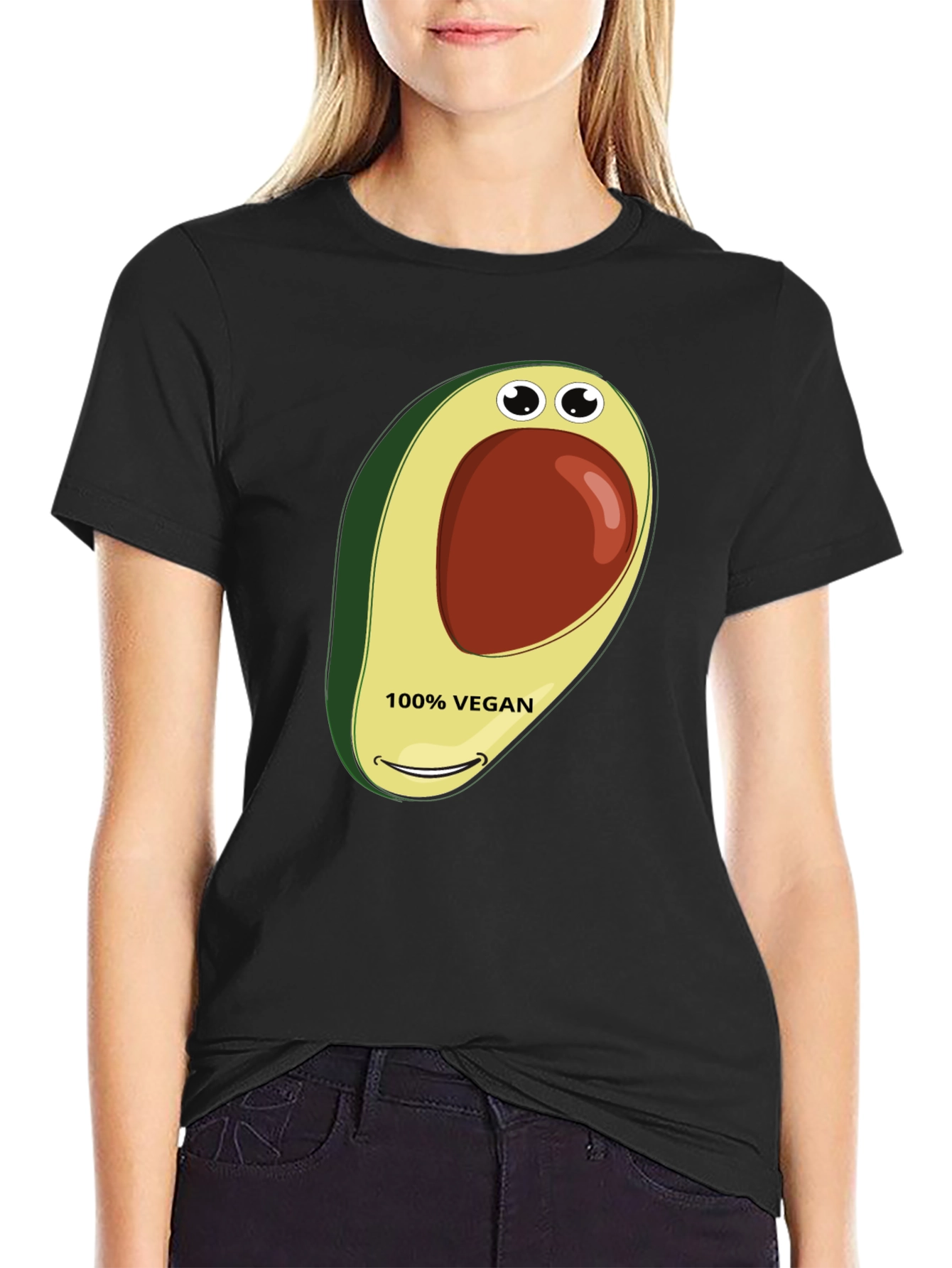 Vegan Avocado Graphic Tee - Black T-Shirt