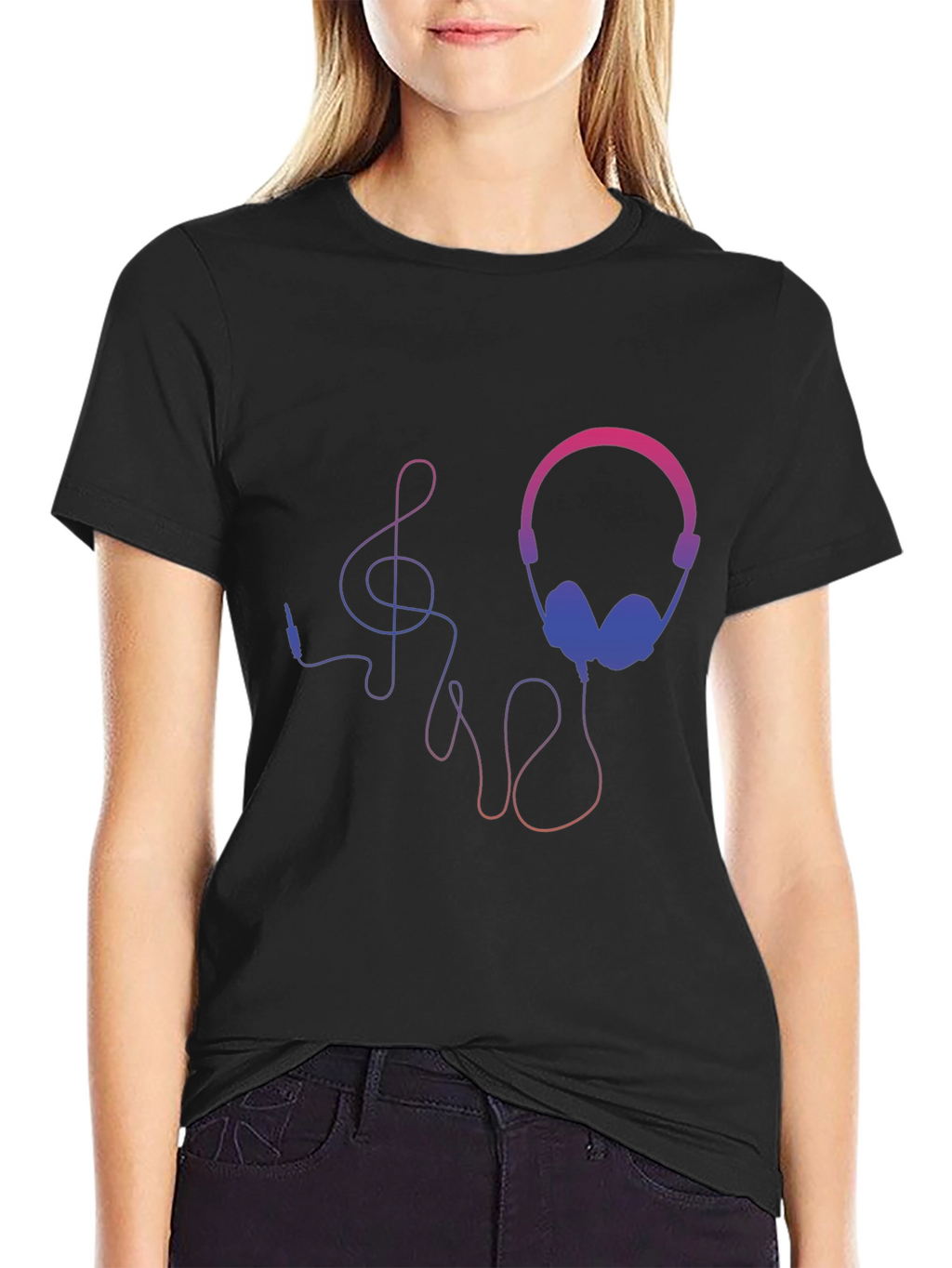 Headphones and Music Note Graphic Tee